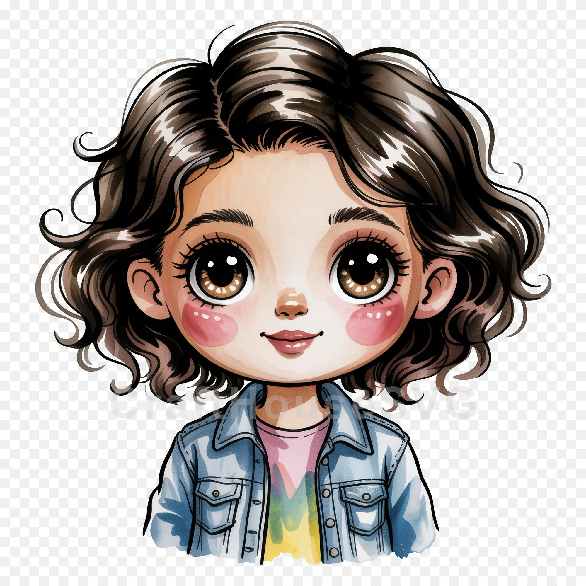 Cute Cartoon Girl Clipart Sublimation Bundle PNG - Image 50