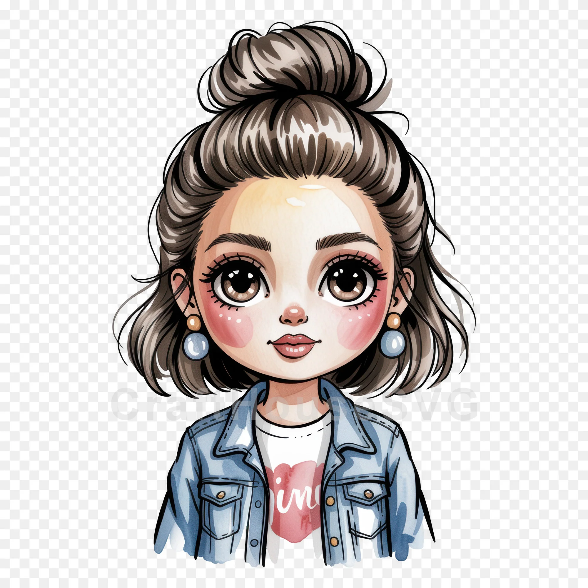 Cute Cartoon Girl Clipart Sublimation Bundle PNG - Image 51