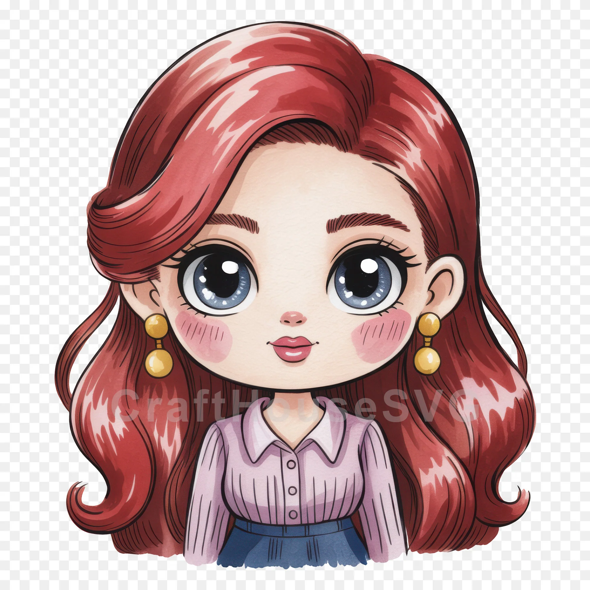 Cute Cartoon Girl Clipart Sublimation Bundle PNG - Image 56
