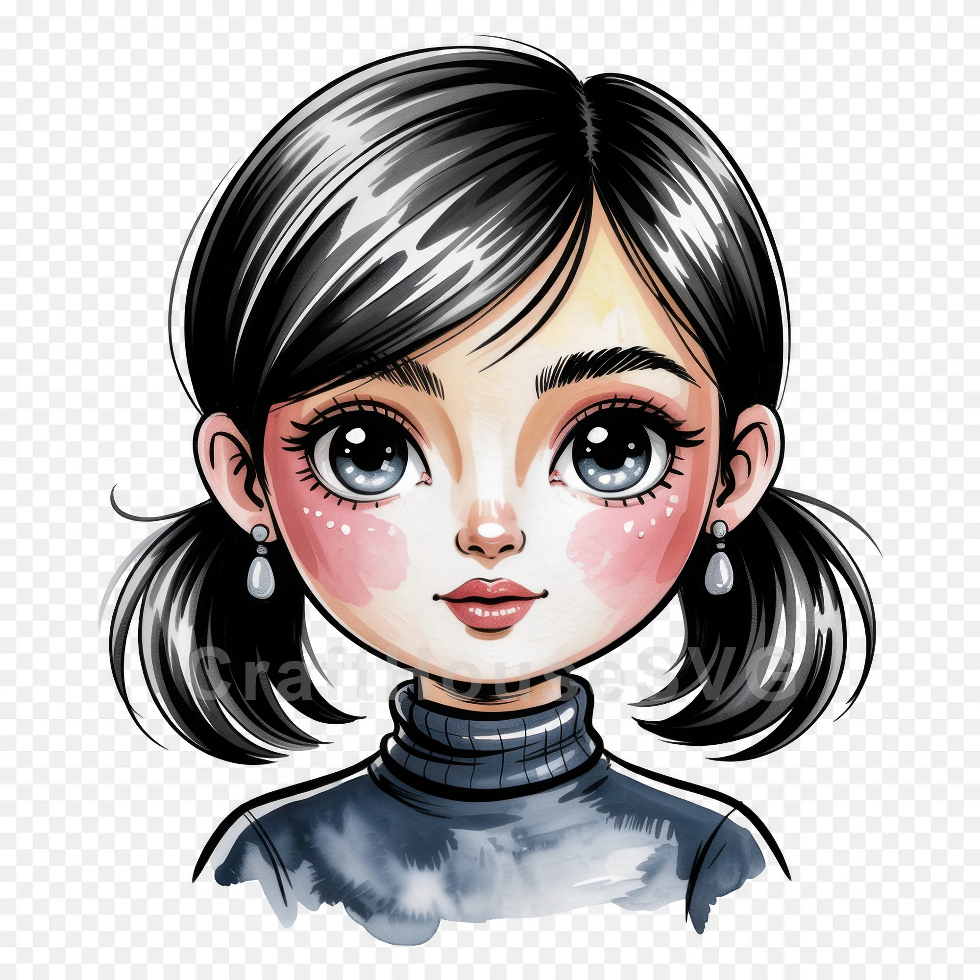Cute Cartoon Girl Clipart Sublimation Bundle PNG - Image 6