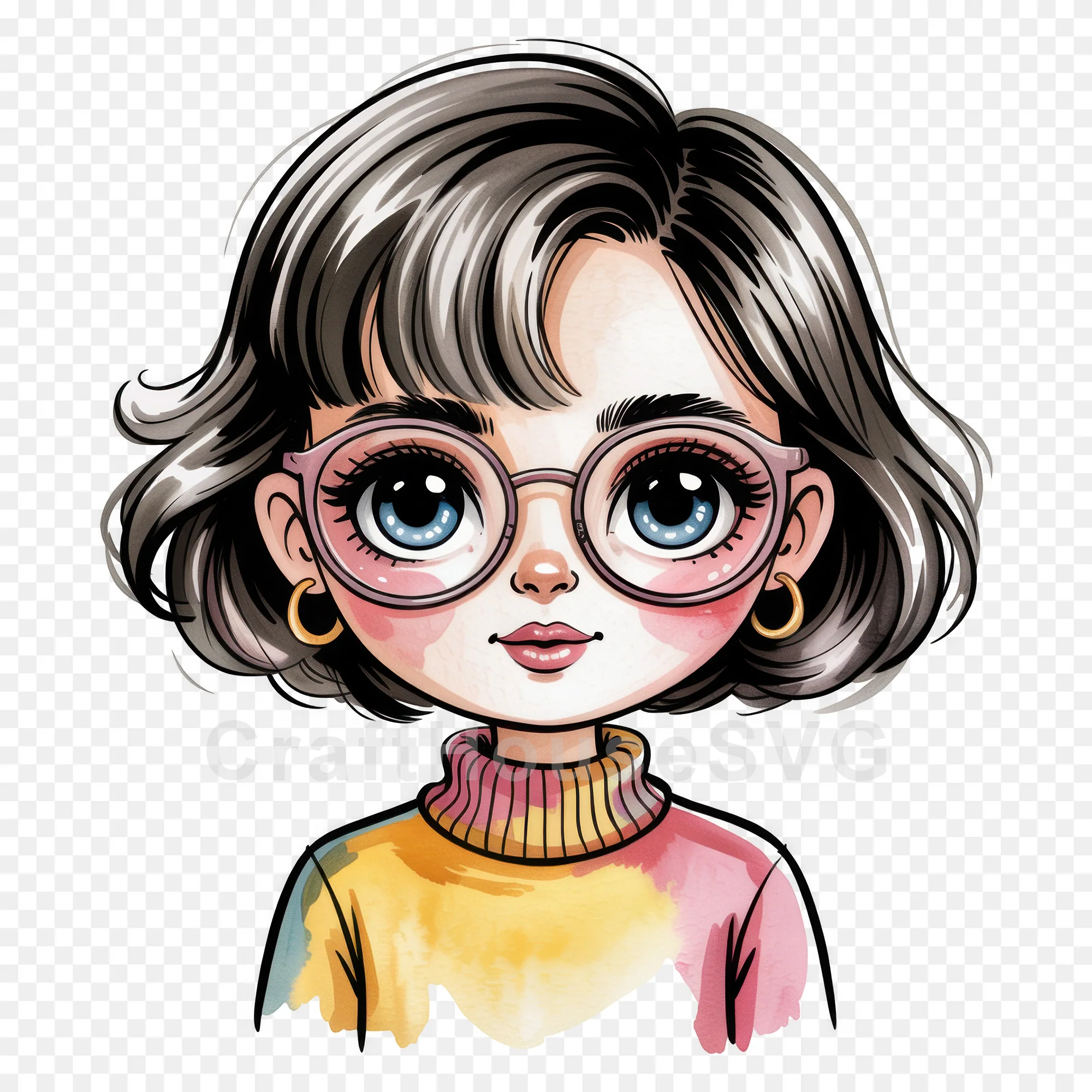 Cute Cartoon Girl Clipart Sublimation Bundle PNG - Image 7