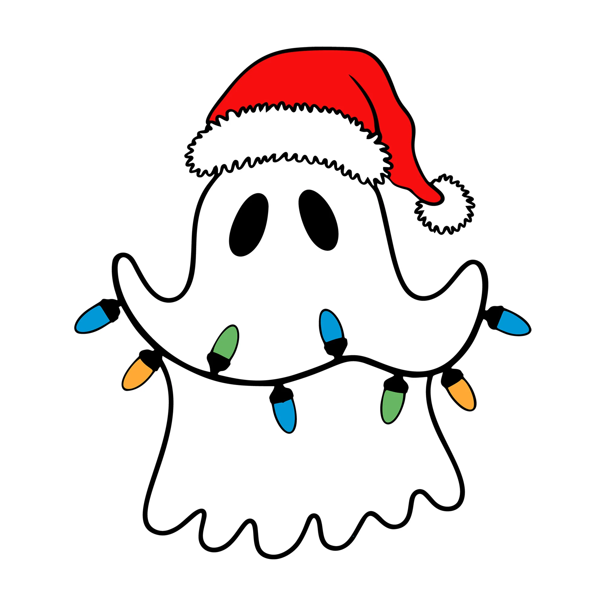 Cute Ghost Holding Christmas Lights SVG