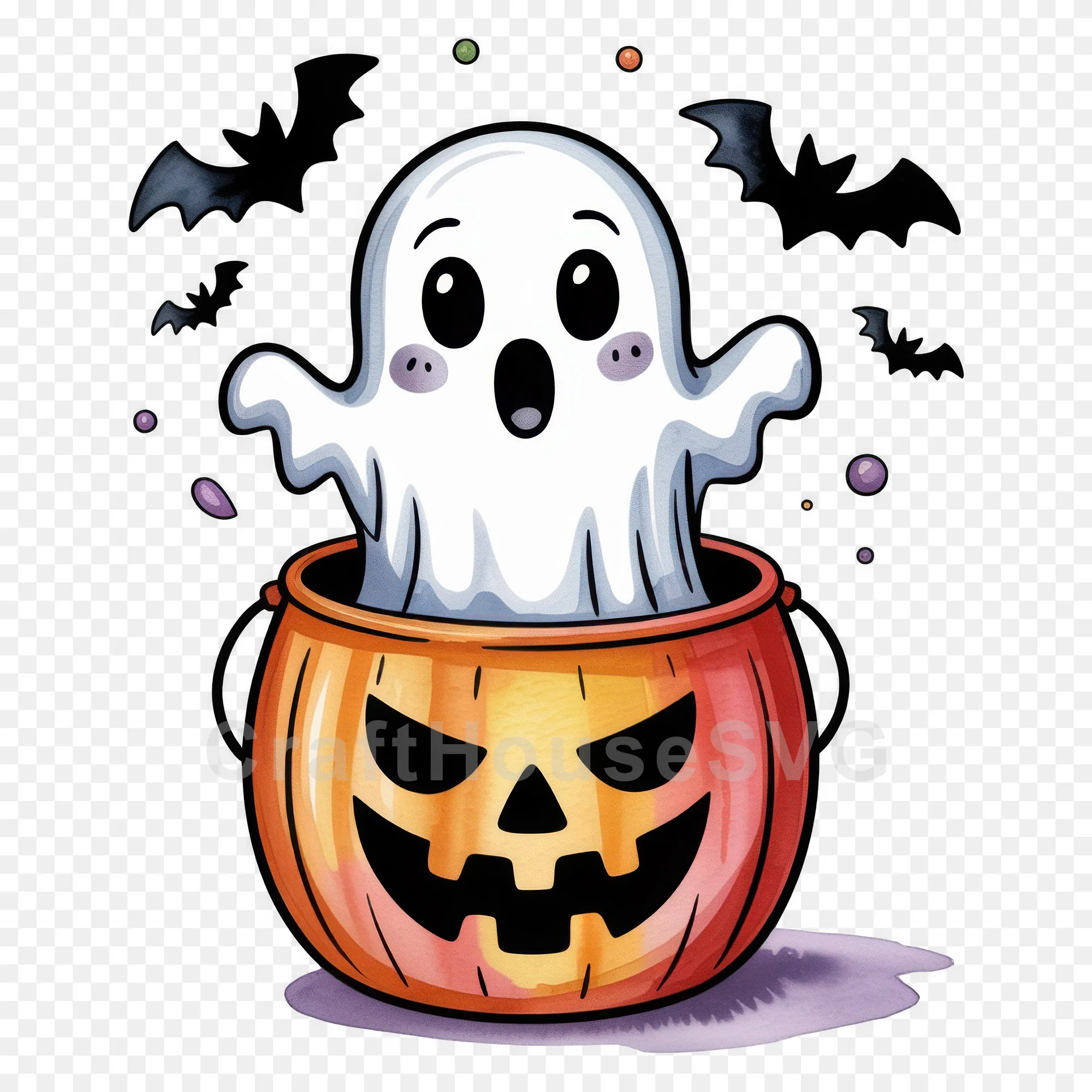 Cute Halloween Ghost Clipart Sublimation Bundle PNG - Image 14