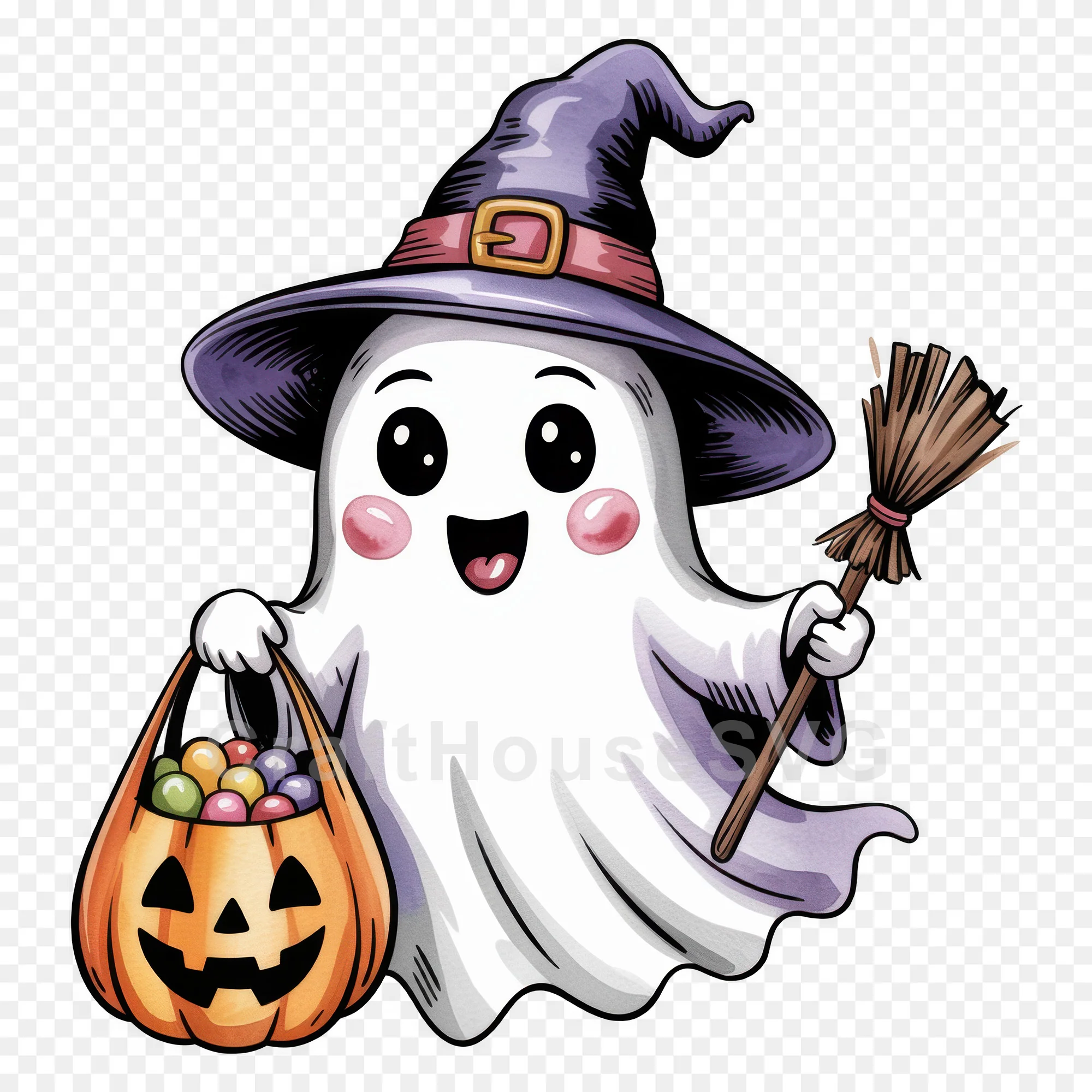 Cute Halloween Ghost Clipart Sublimation Bundle PNG - Image 17