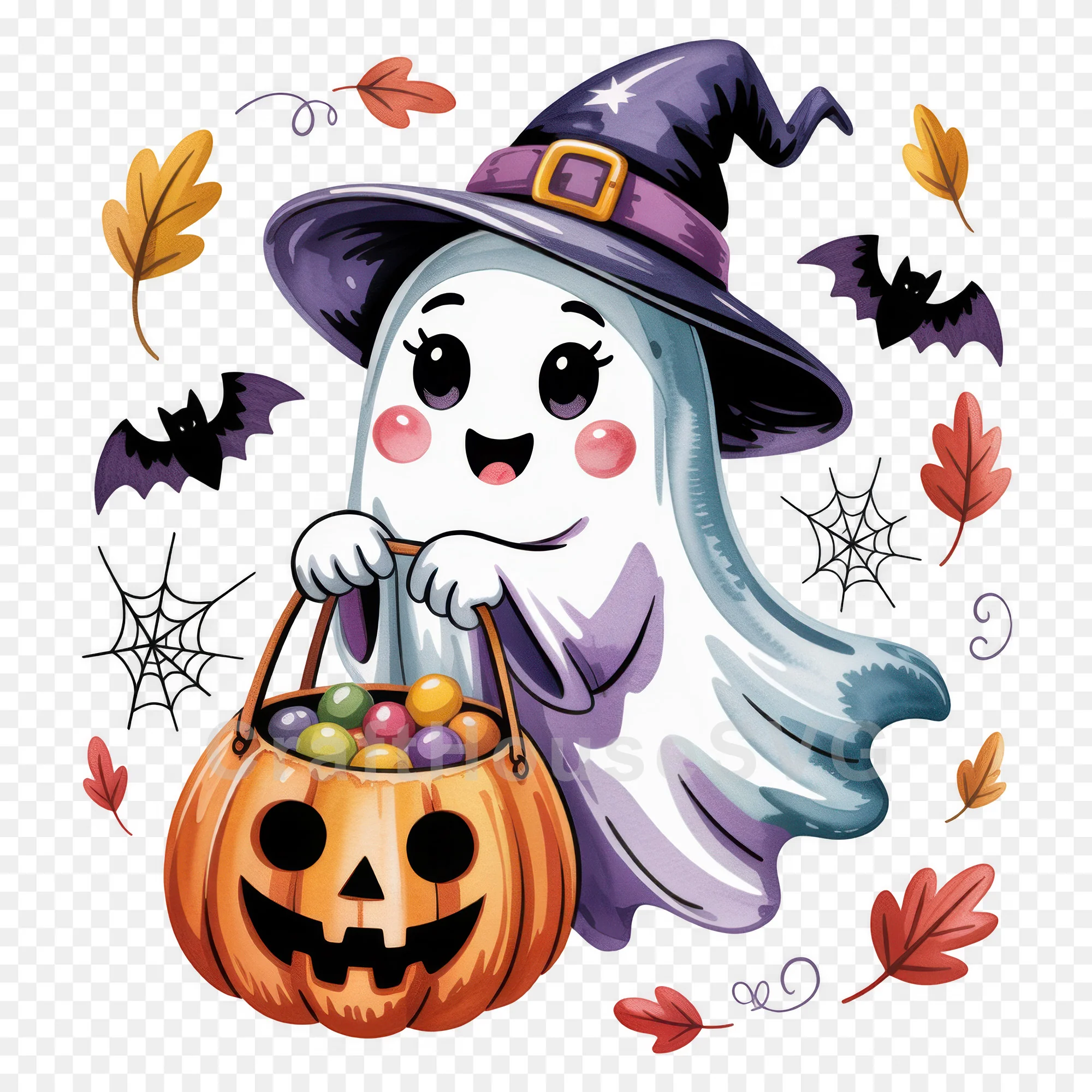Cute Halloween Ghost Clipart Sublimation Bundle PNG - Image 21