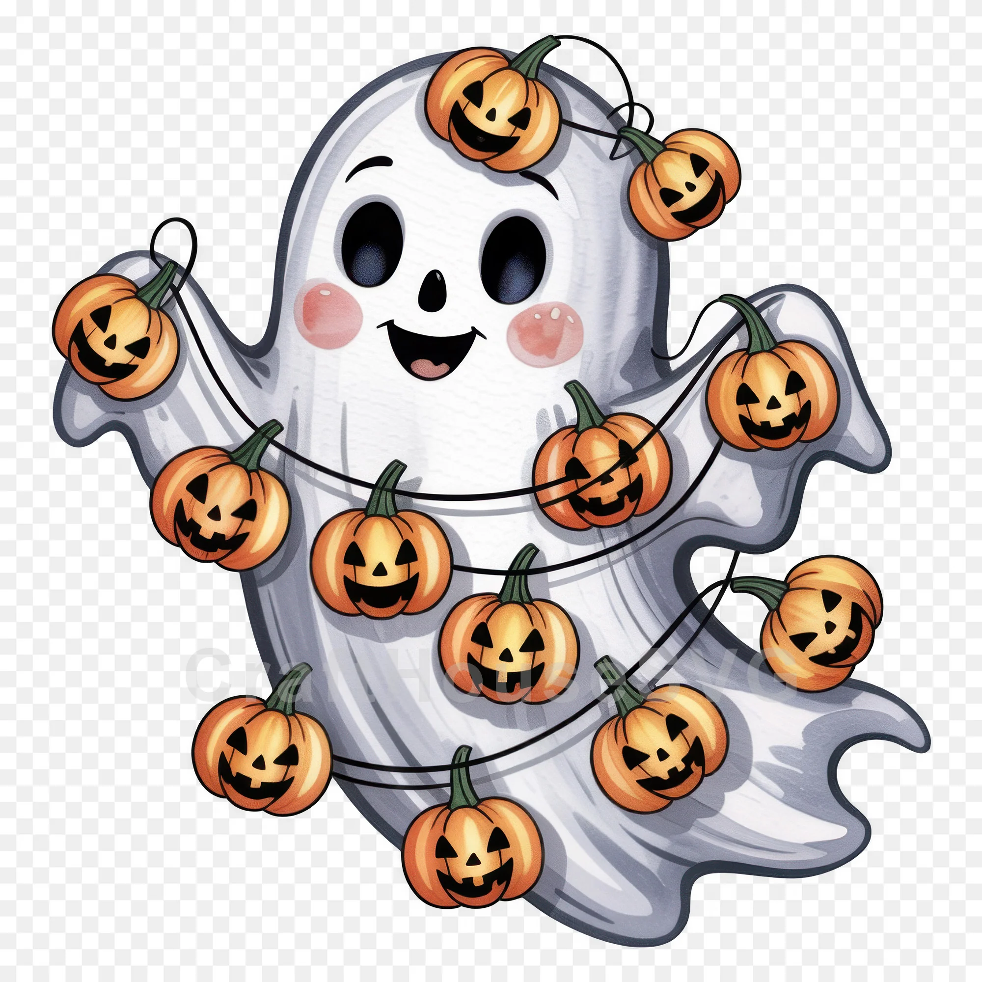 Cute Halloween Ghost Clipart Sublimation Bundle PNG - Image 8
