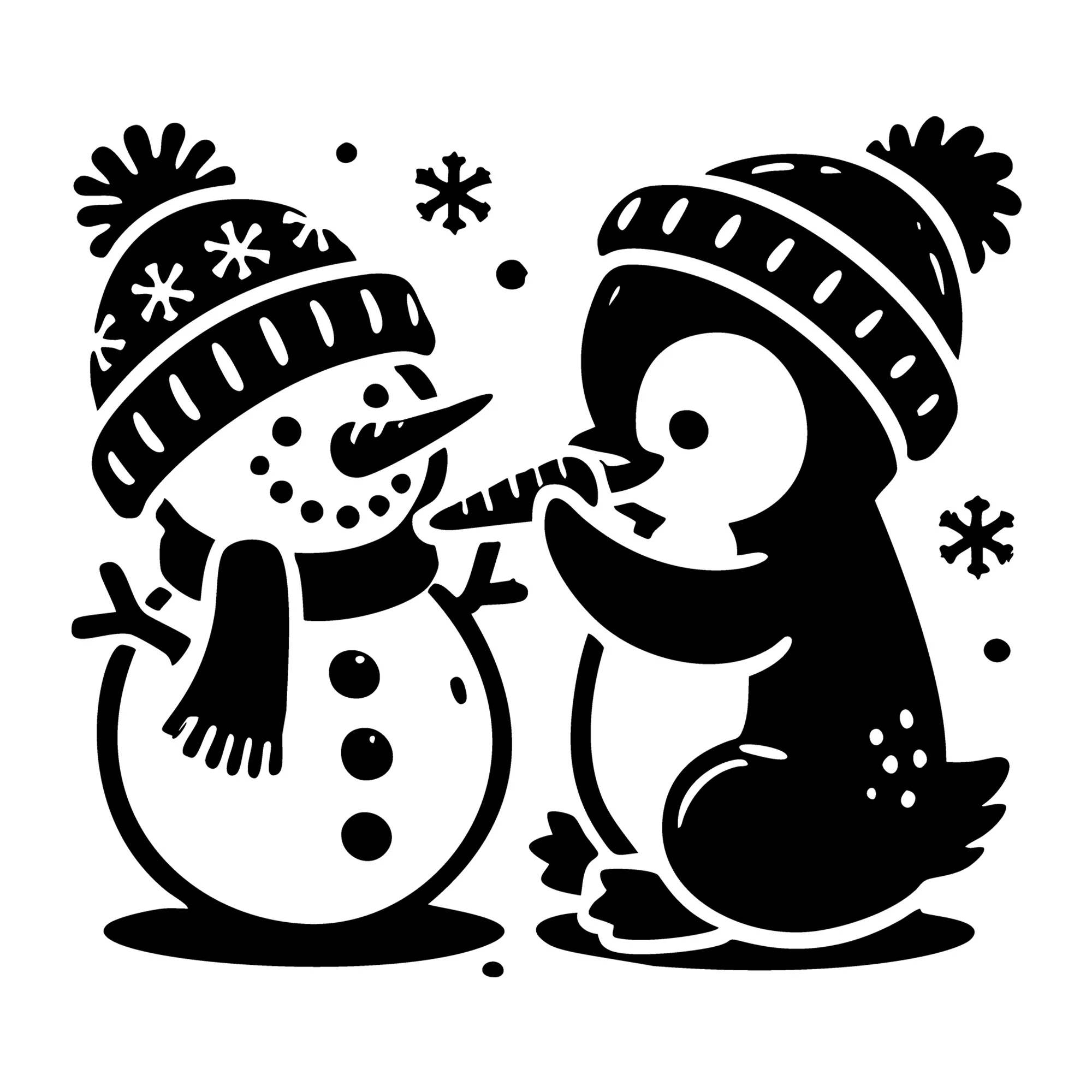 Cute Penguin and Snowman SVG