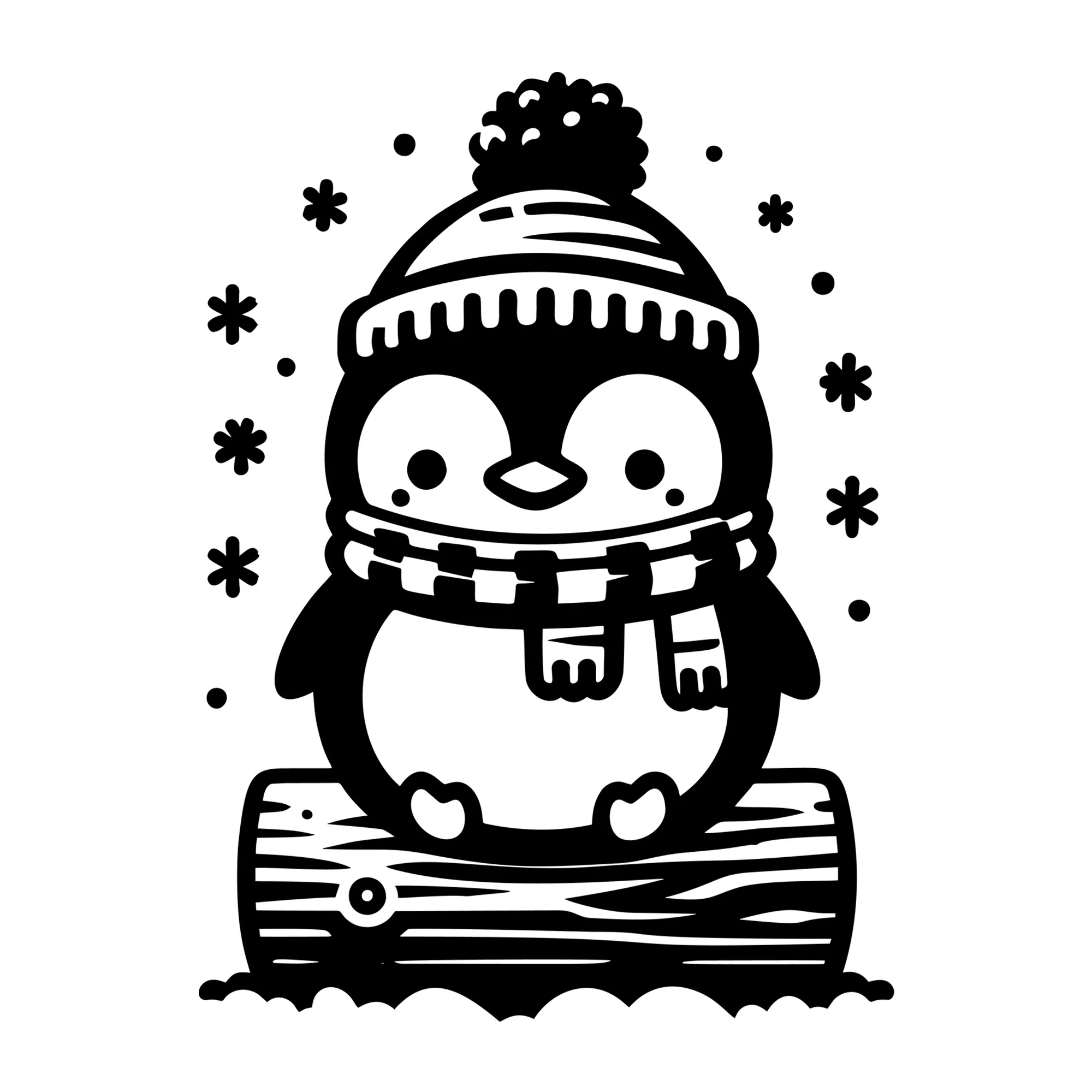Cute Penguin Sitting on Log SVG