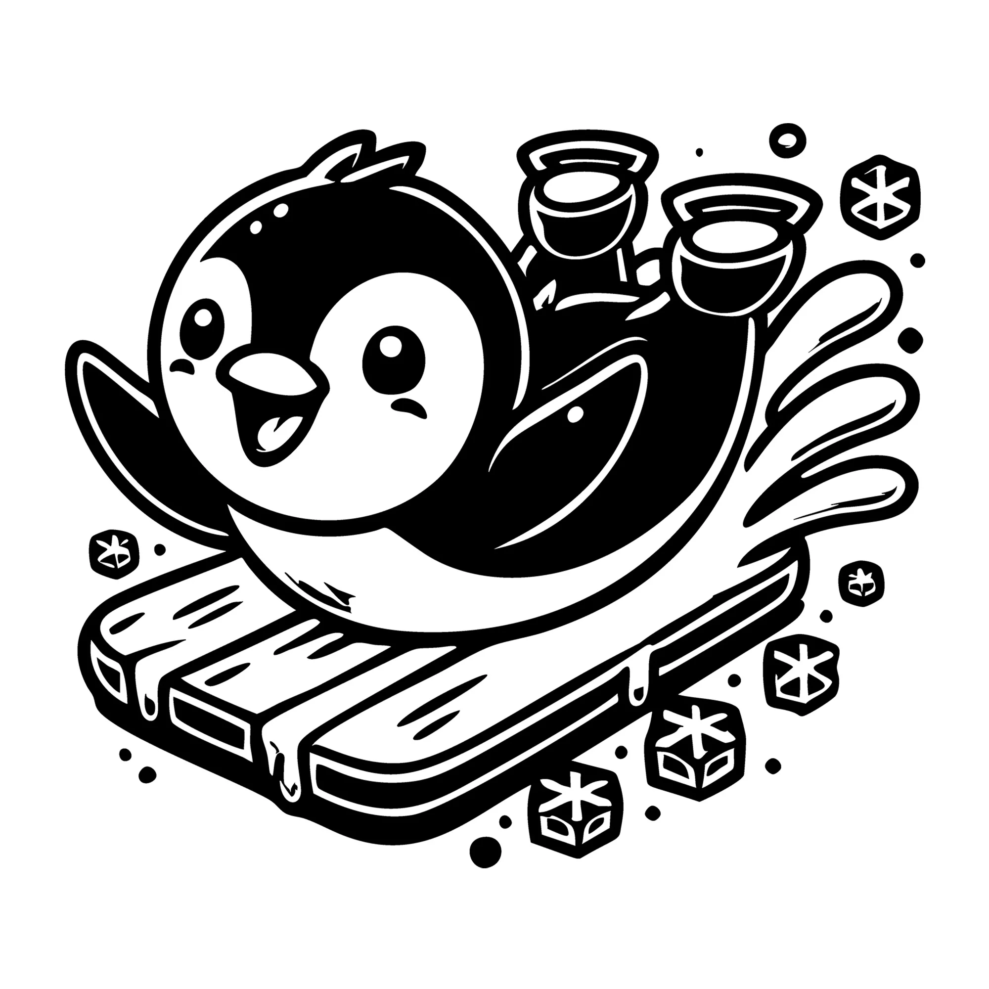 Cute Penguin Sliding on Ice SVG