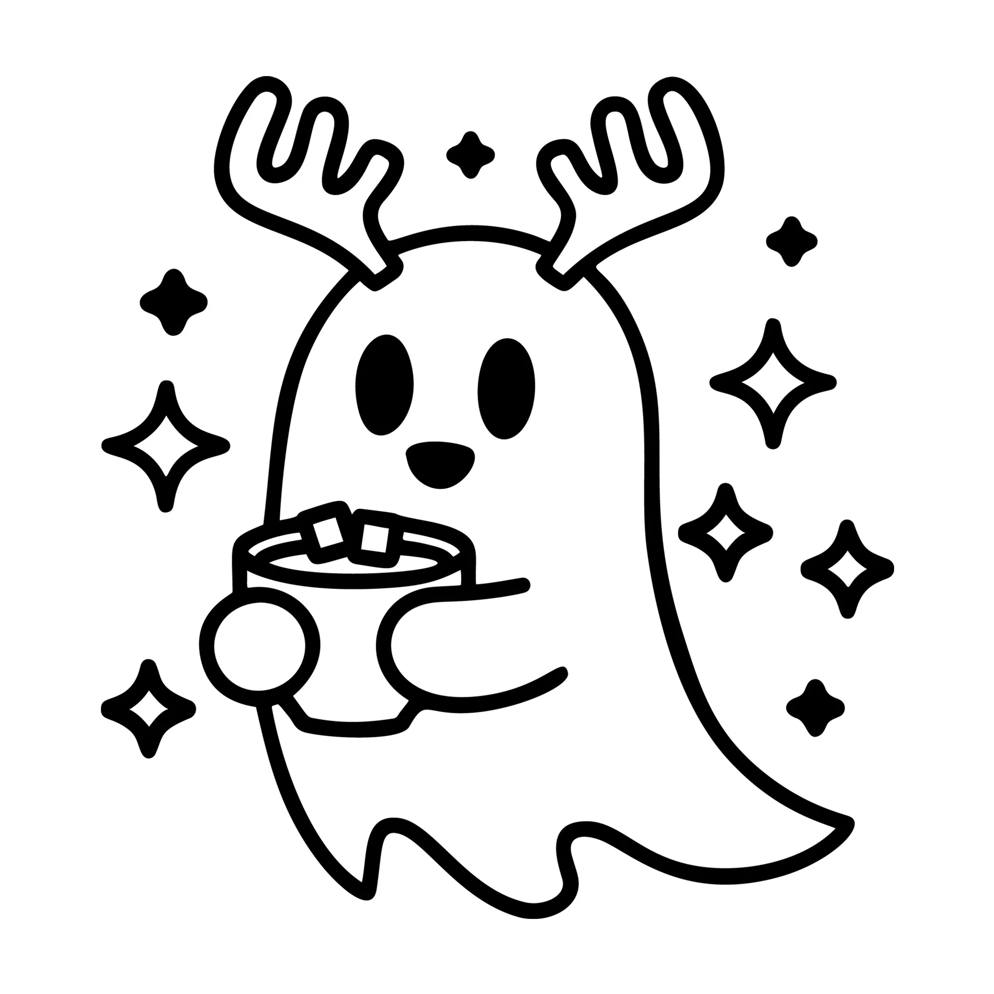 Cute Reindeer Ghost Hot Chocolate SVG