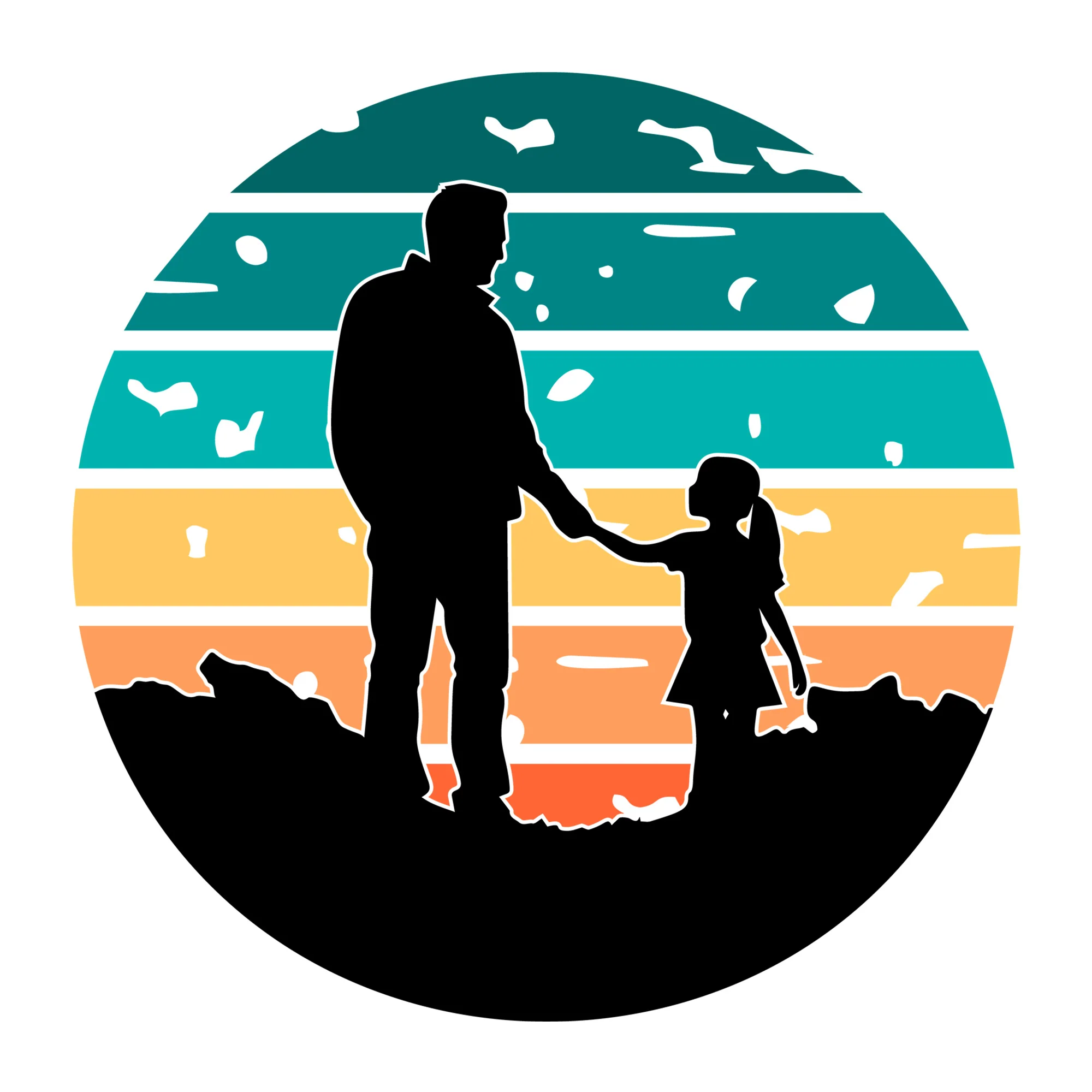 Dad And Daughter Silhouette SVG