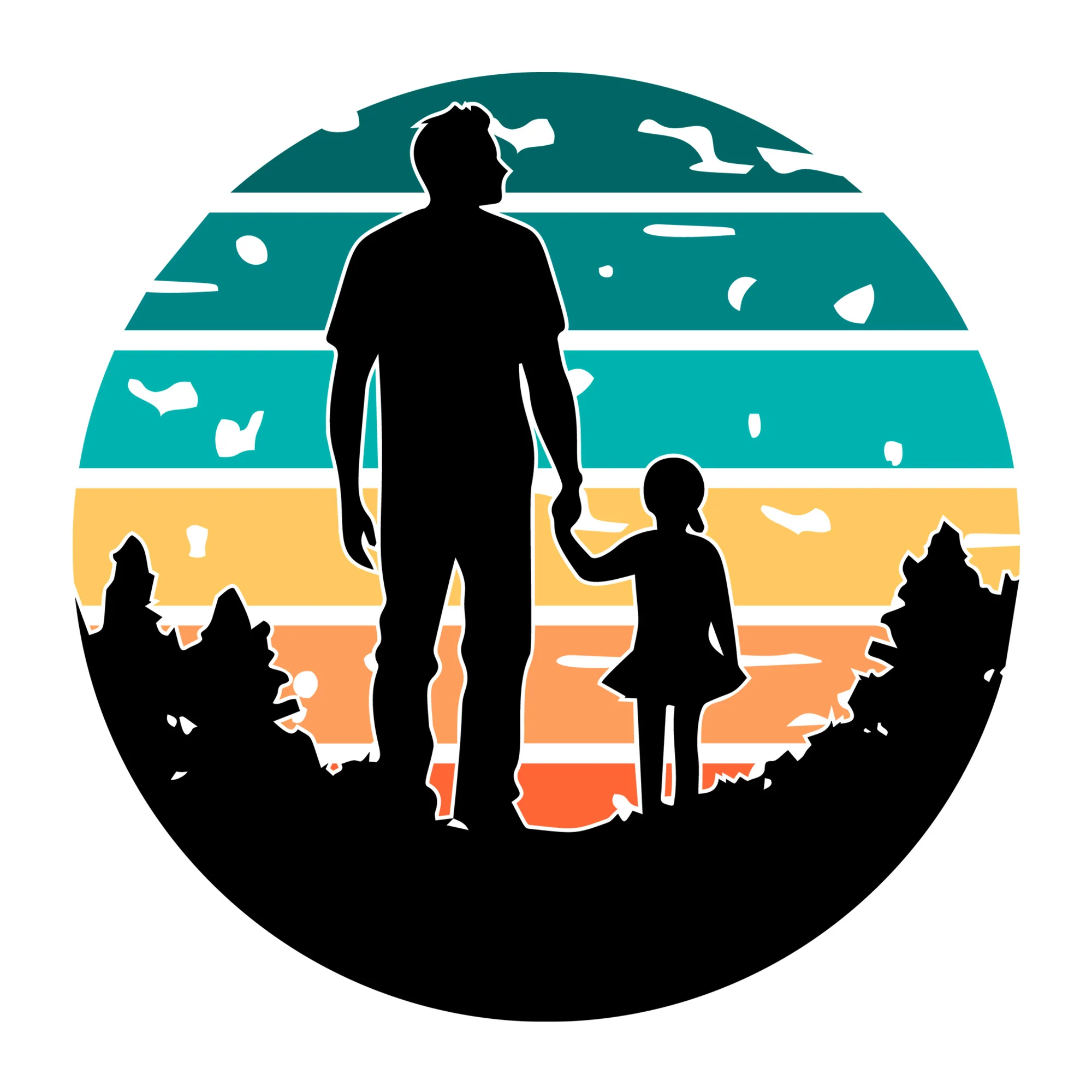 Dad And Daughter Silhouette SVG