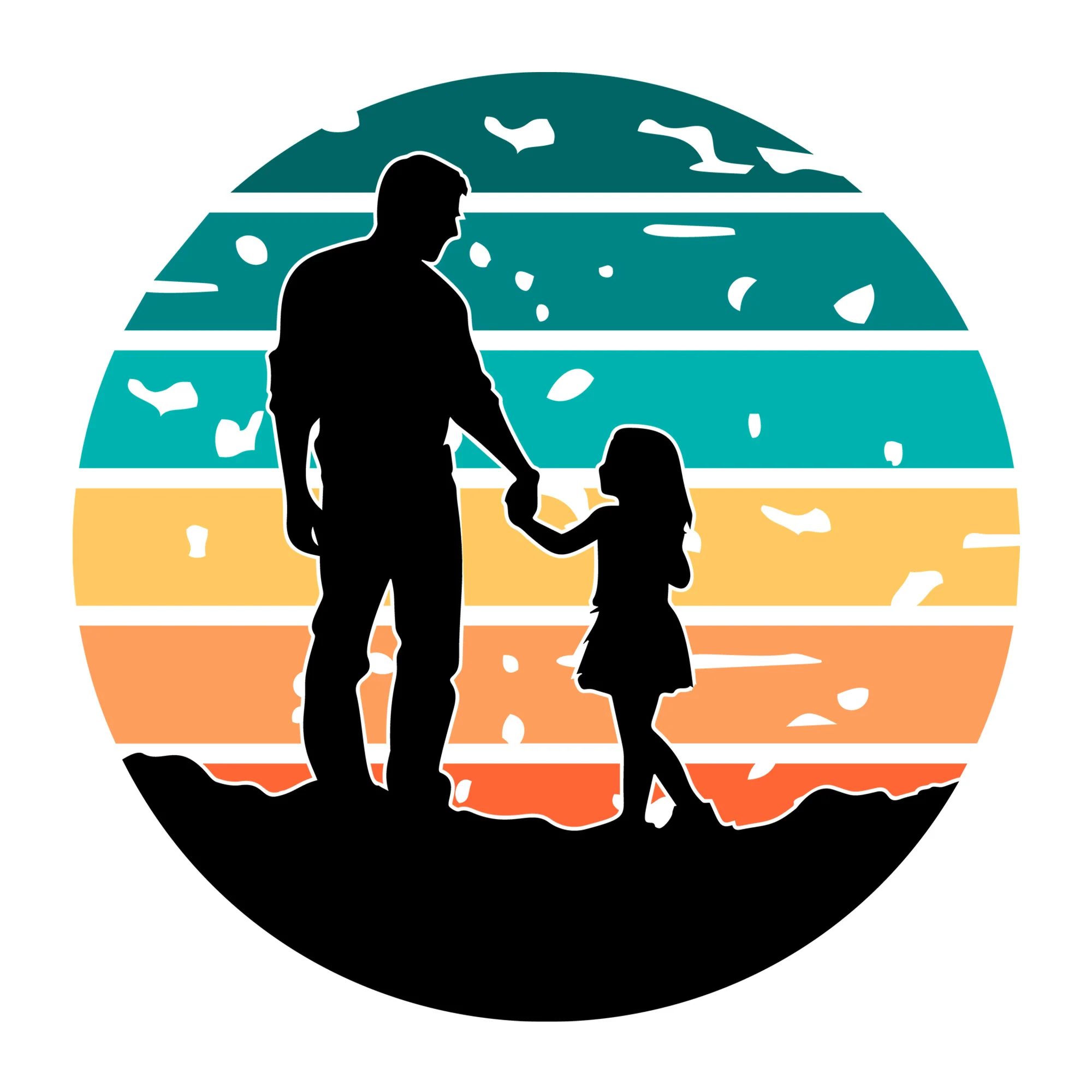 Dad And Daughter Silhouette SVG