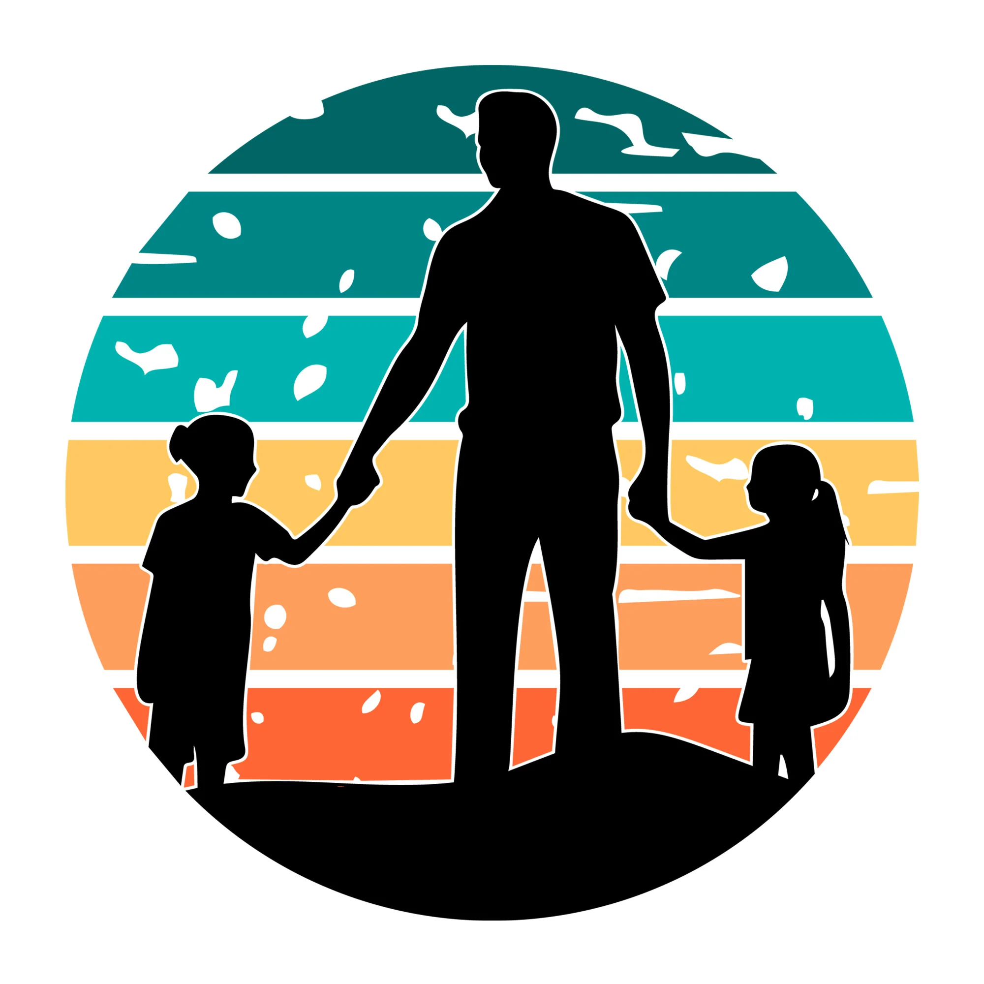 Dad And Kids Silhouette SVG