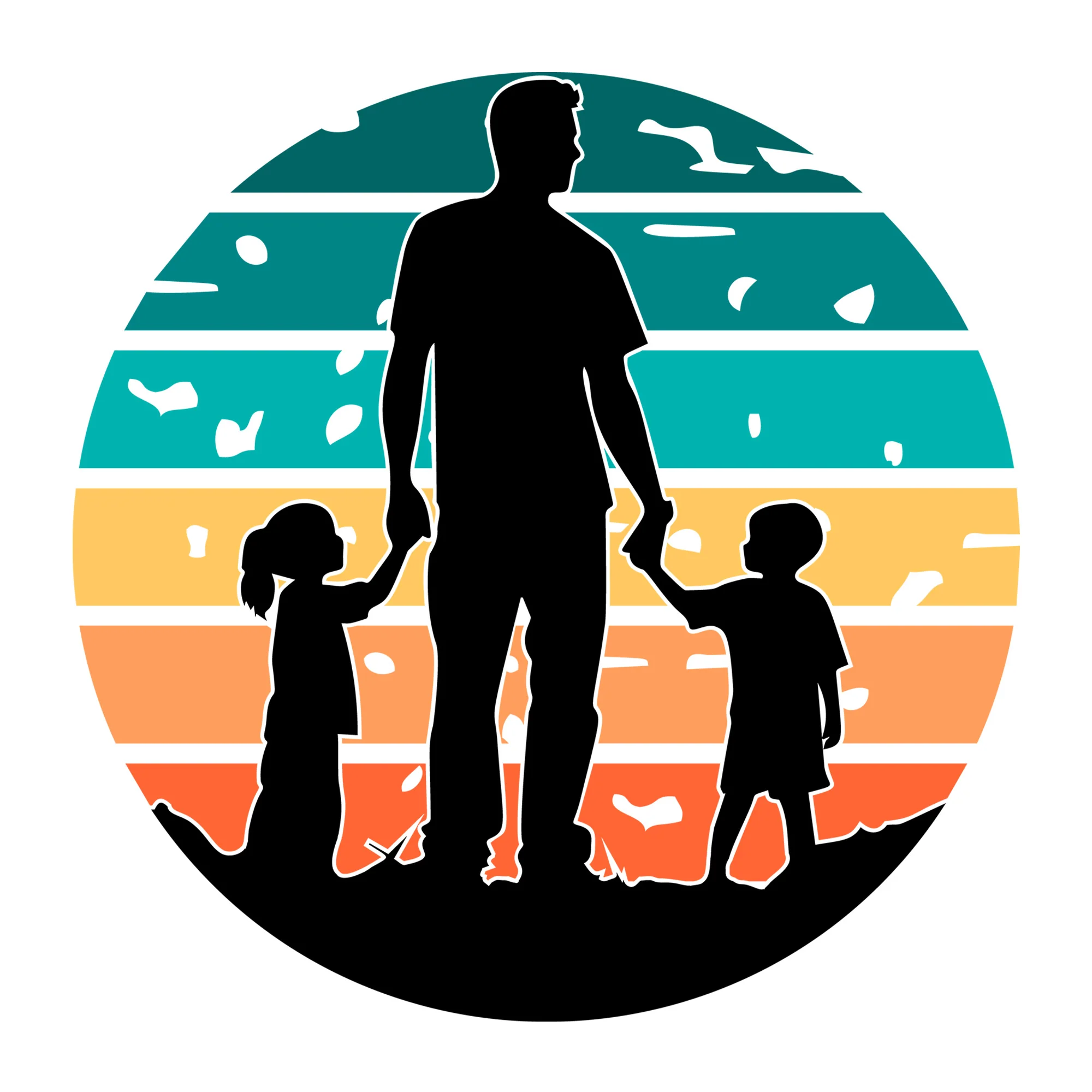 Dad And Kids Silhouette SVG