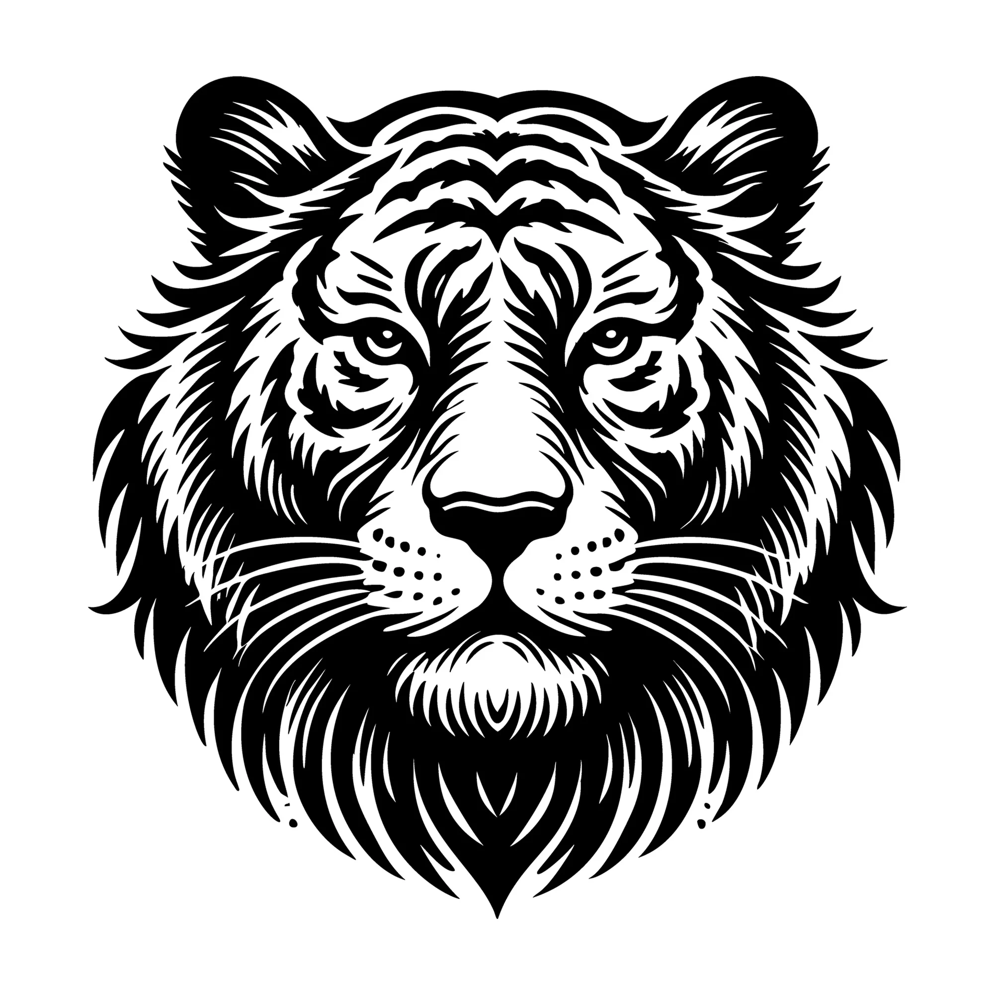 Detailed Silhouette of a Tiger Head Design SVG