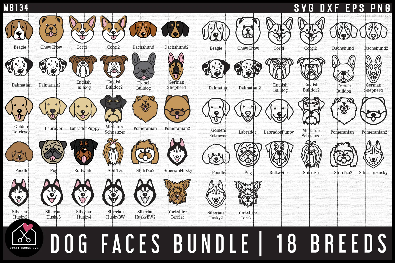 Dog Faces SVG Bundle - Image 3