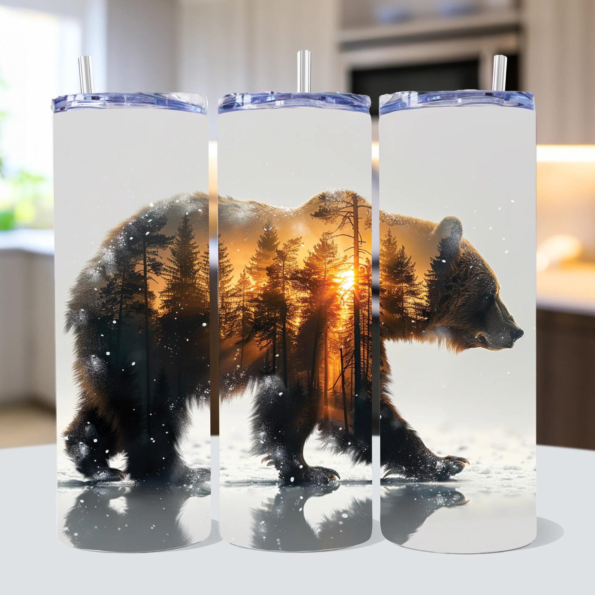 Double Exposure Animal Tumbler Sublimation Bundle PNG 20 oz - Image 2