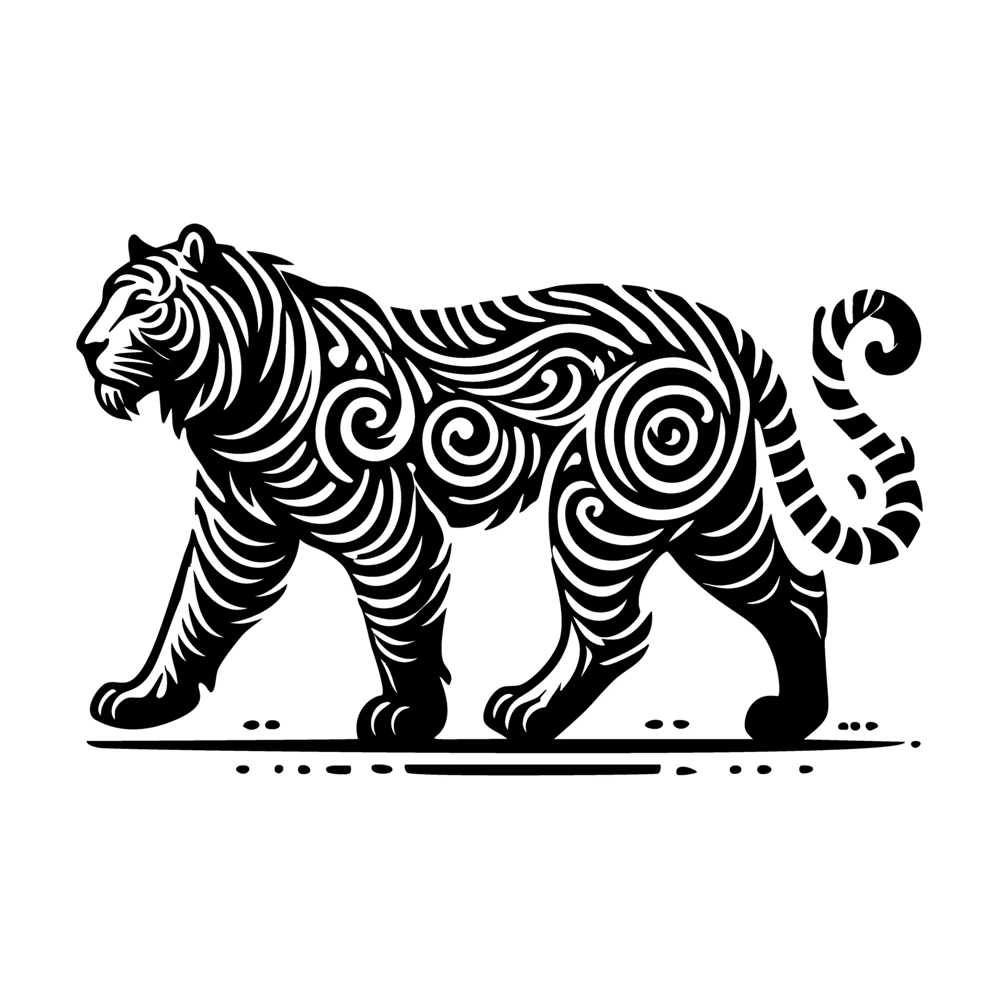 Elegant Walking Tiger Silhouette SVG