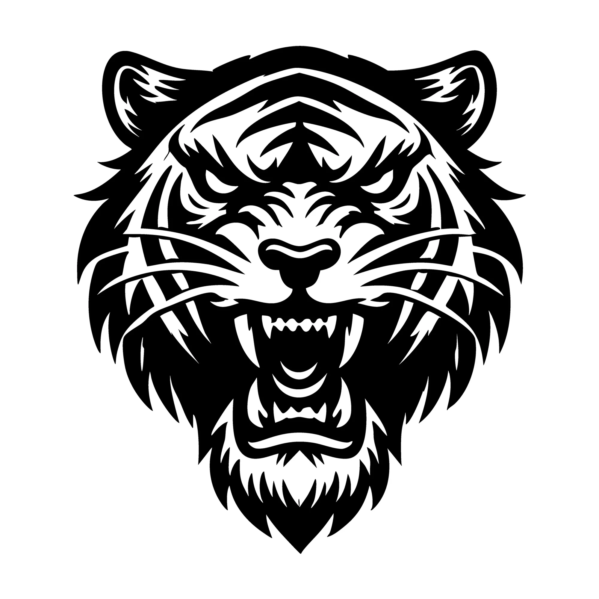 Fierce Tiger Head Illustration With Bold Features SVG