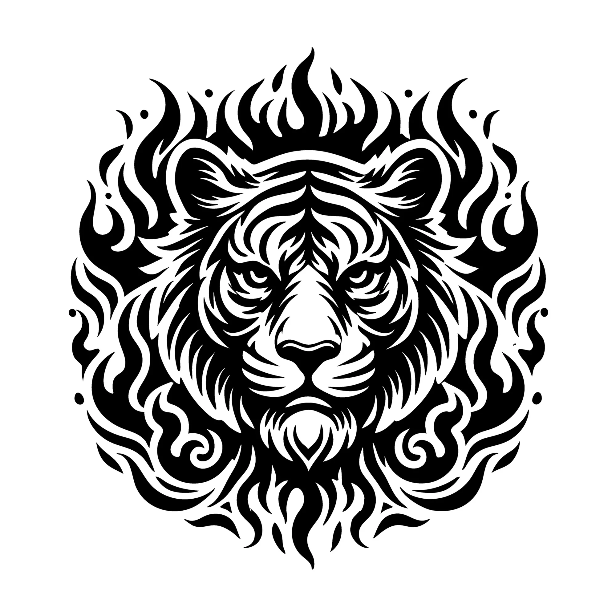 Fierce Tiger with Fiery Flames SVG