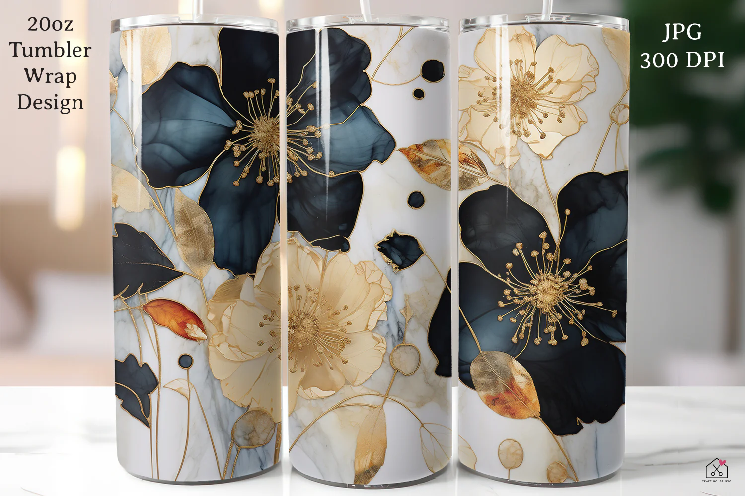 Floral Alcohol Ink 20oz Tumbler Wrap Bundle Sublimation Designs JPG - Image 4