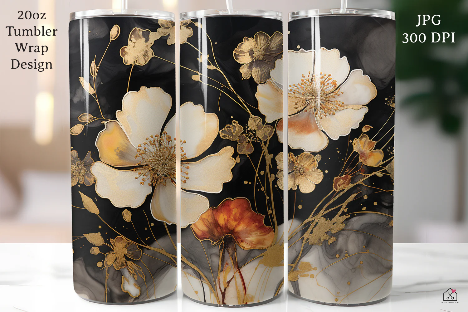 Floral Alcohol Ink 20oz Tumbler Wrap Bundle Sublimation Designs JPG - Image 5