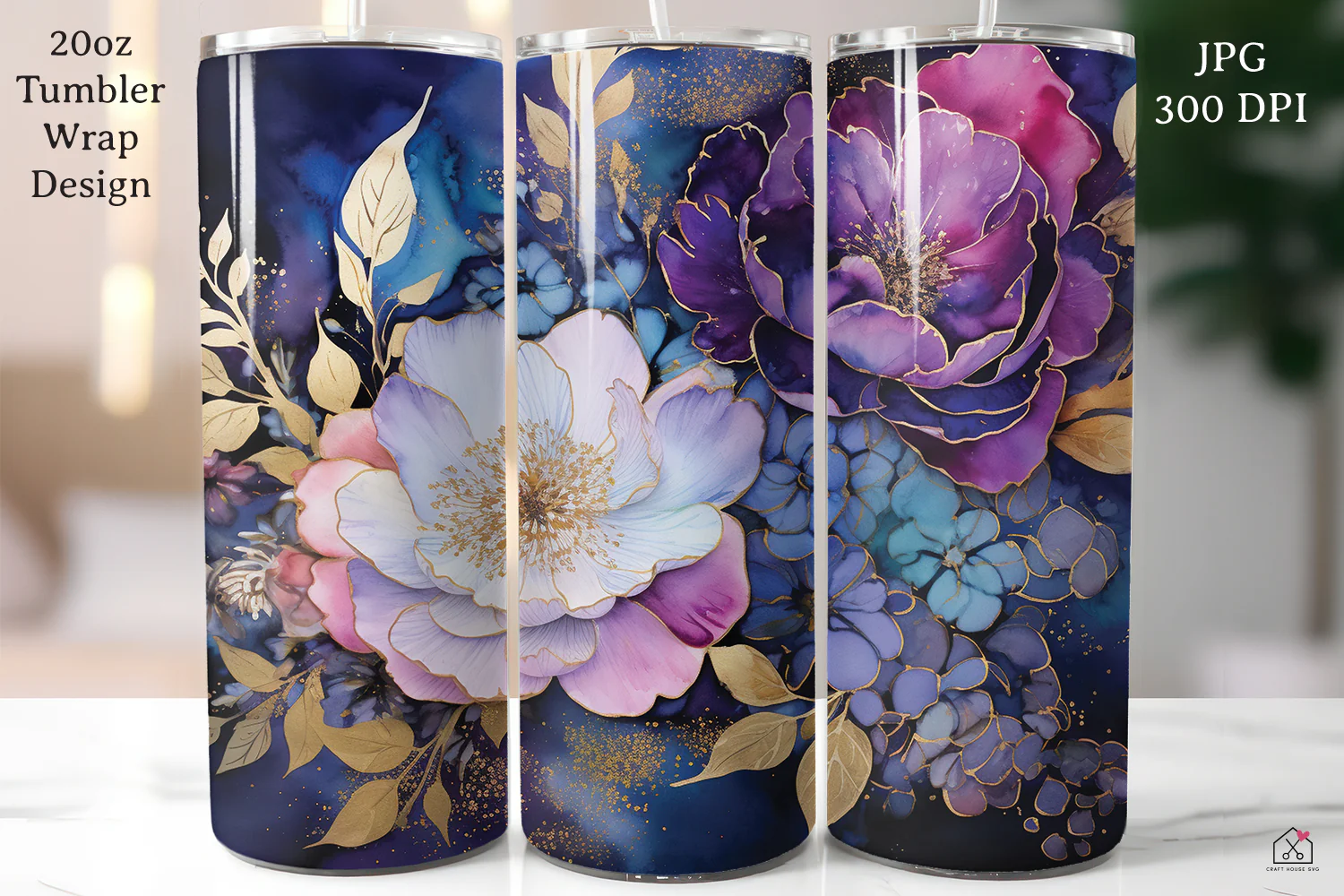 Floral Alcohol Ink 20oz Tumbler Wrap Bundle Sublimation Designs JPG - Image 8
