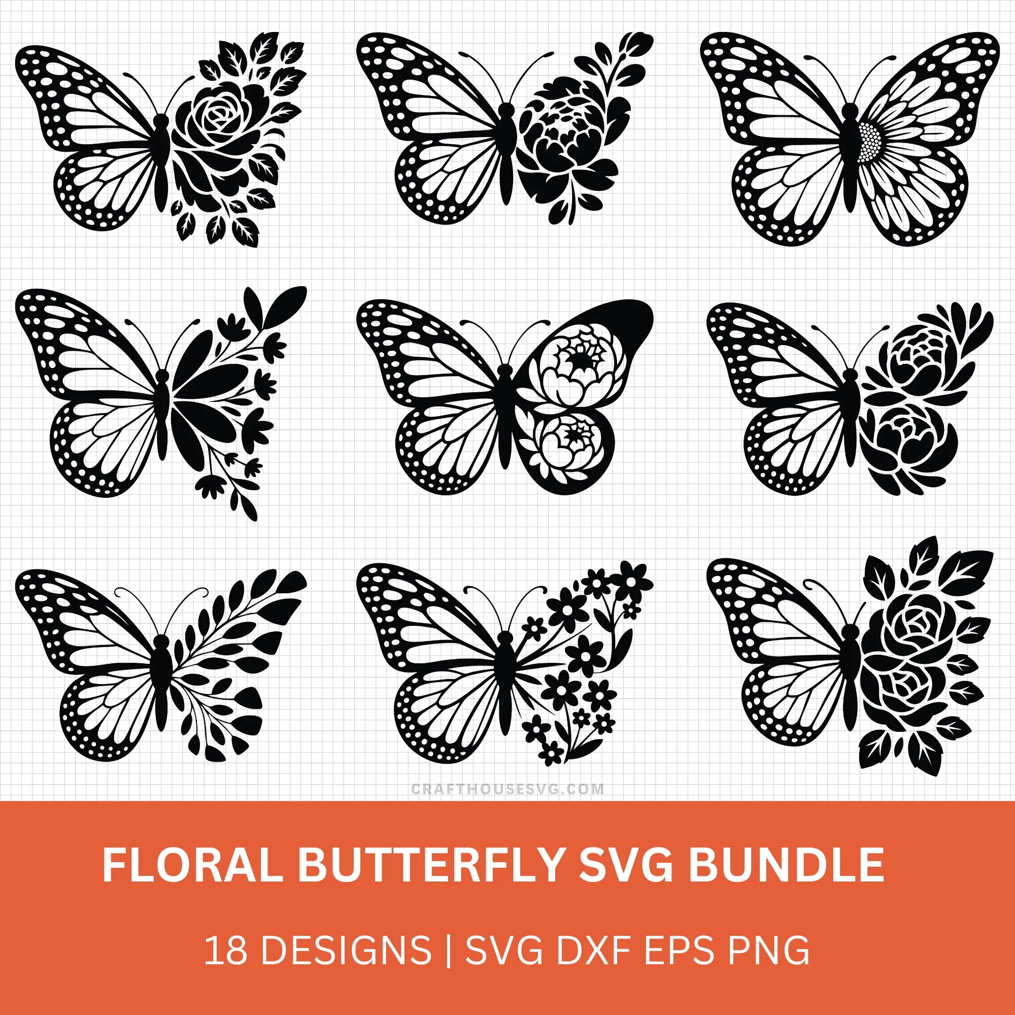 Floral Butterfly SVG Bundle
