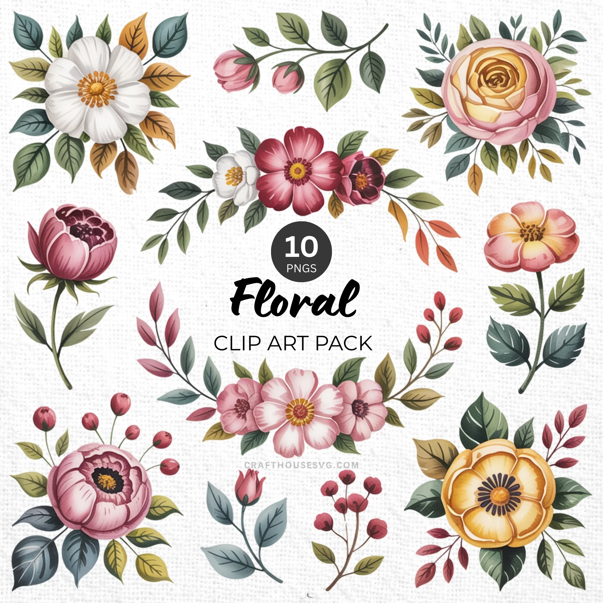 Floral Clipart Pack Sublimation Bundle PNG