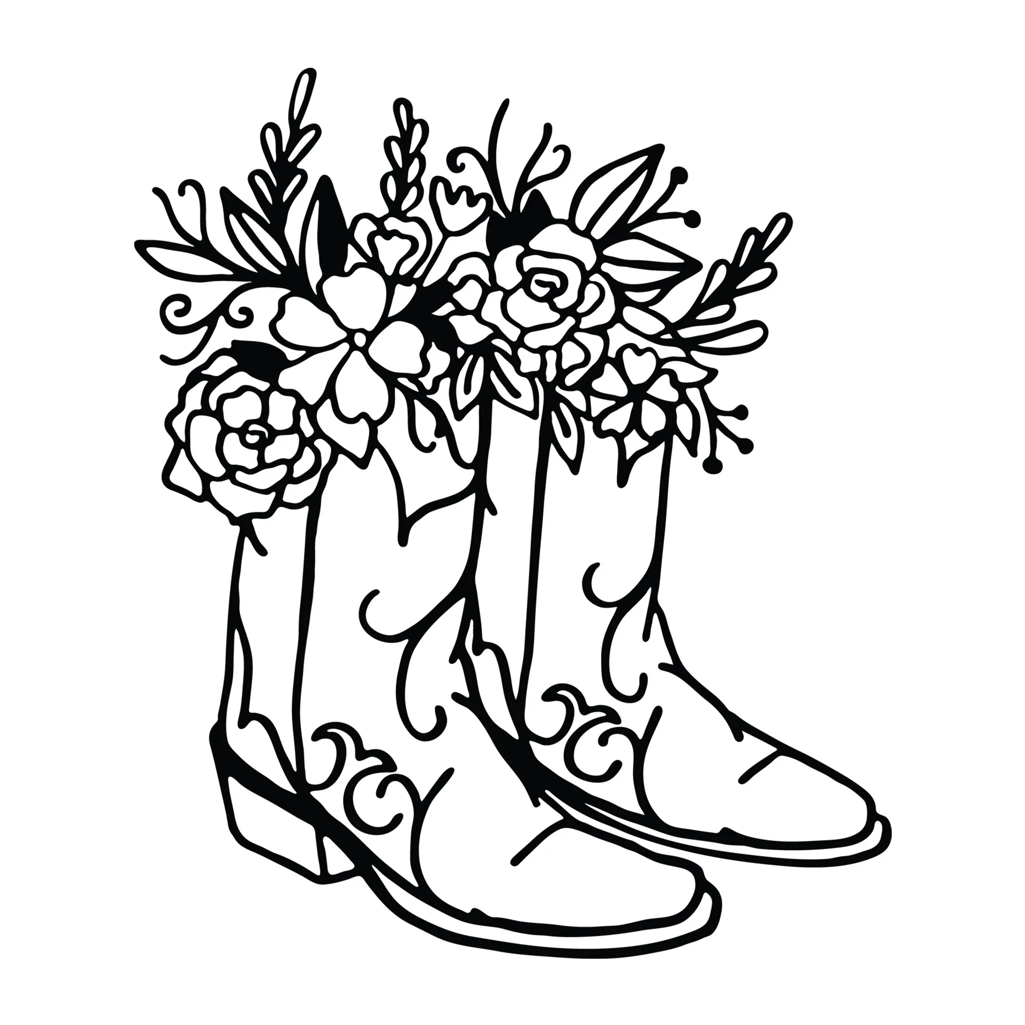 Floral Cowboy Boots SVG