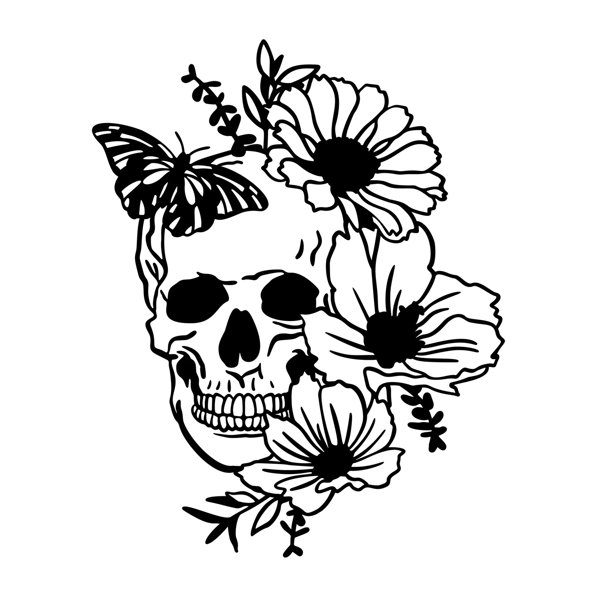 Floral Skull SVG