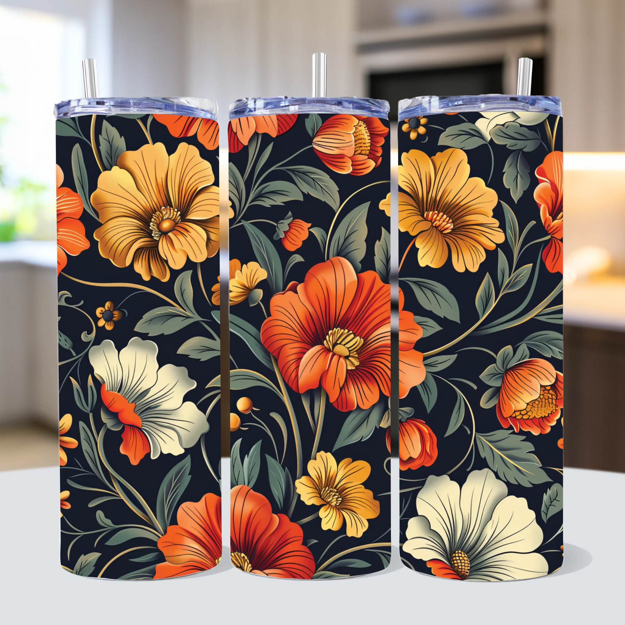 Flowers Tumbler Sublimation Bundle PNG 20 oz - Image 2