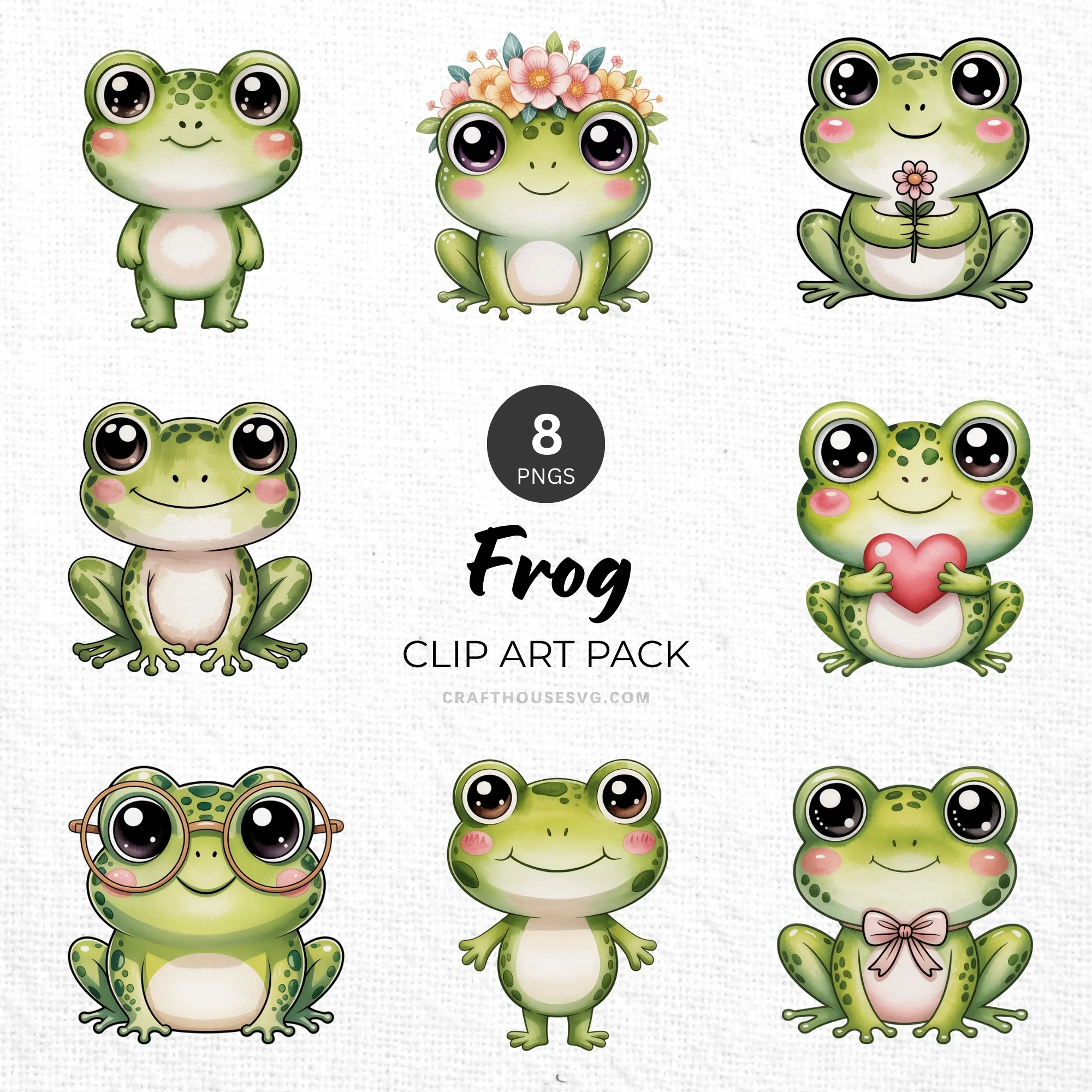Frog Clipart Pack Sublimation Bundle PNG