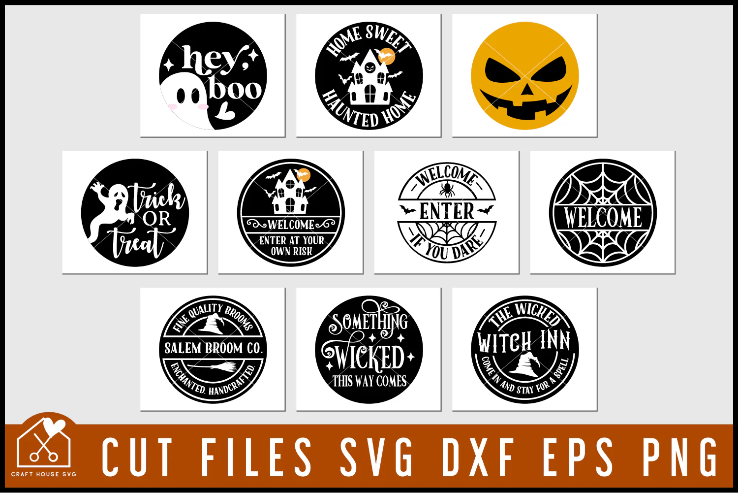 Halloween SVG Bundle Round Welcome Sign - Image 3