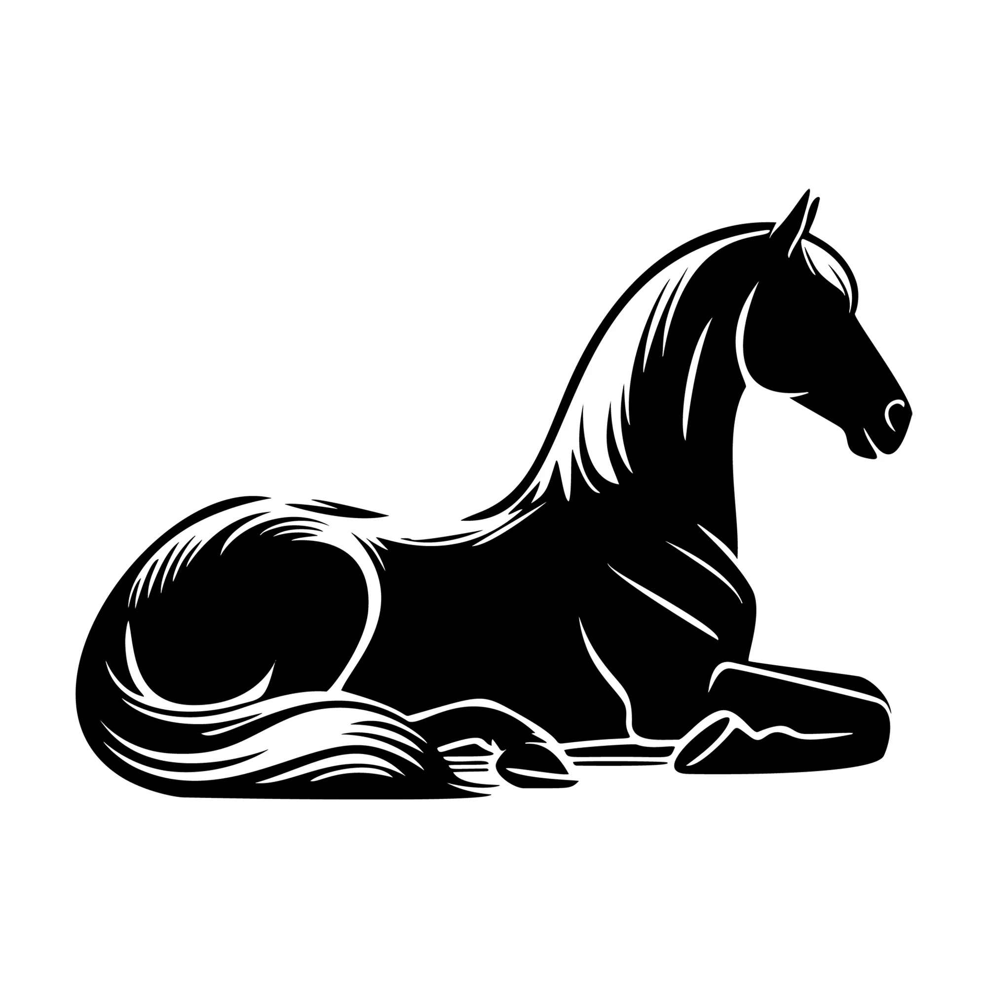 Horse lying down side view SVG