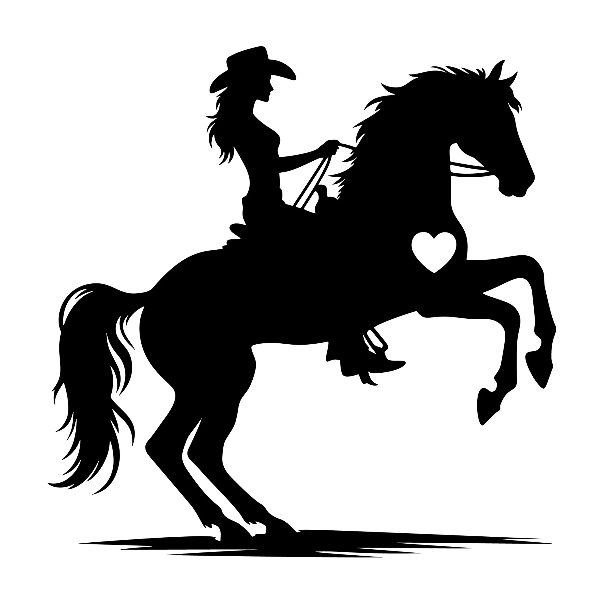 Horse rearing up with cowgirl heart SVG
