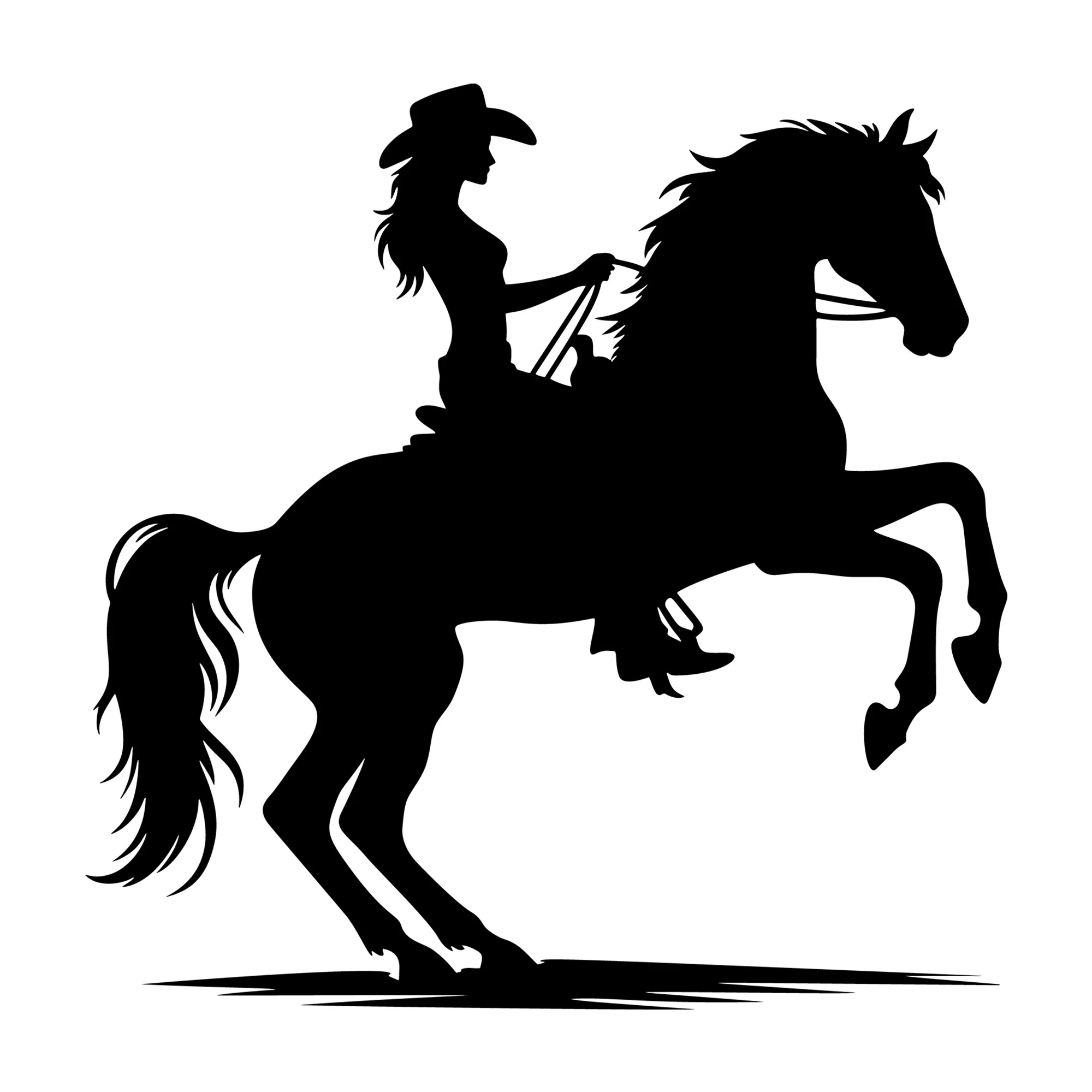 Horse rearing up with cowgirl SVG