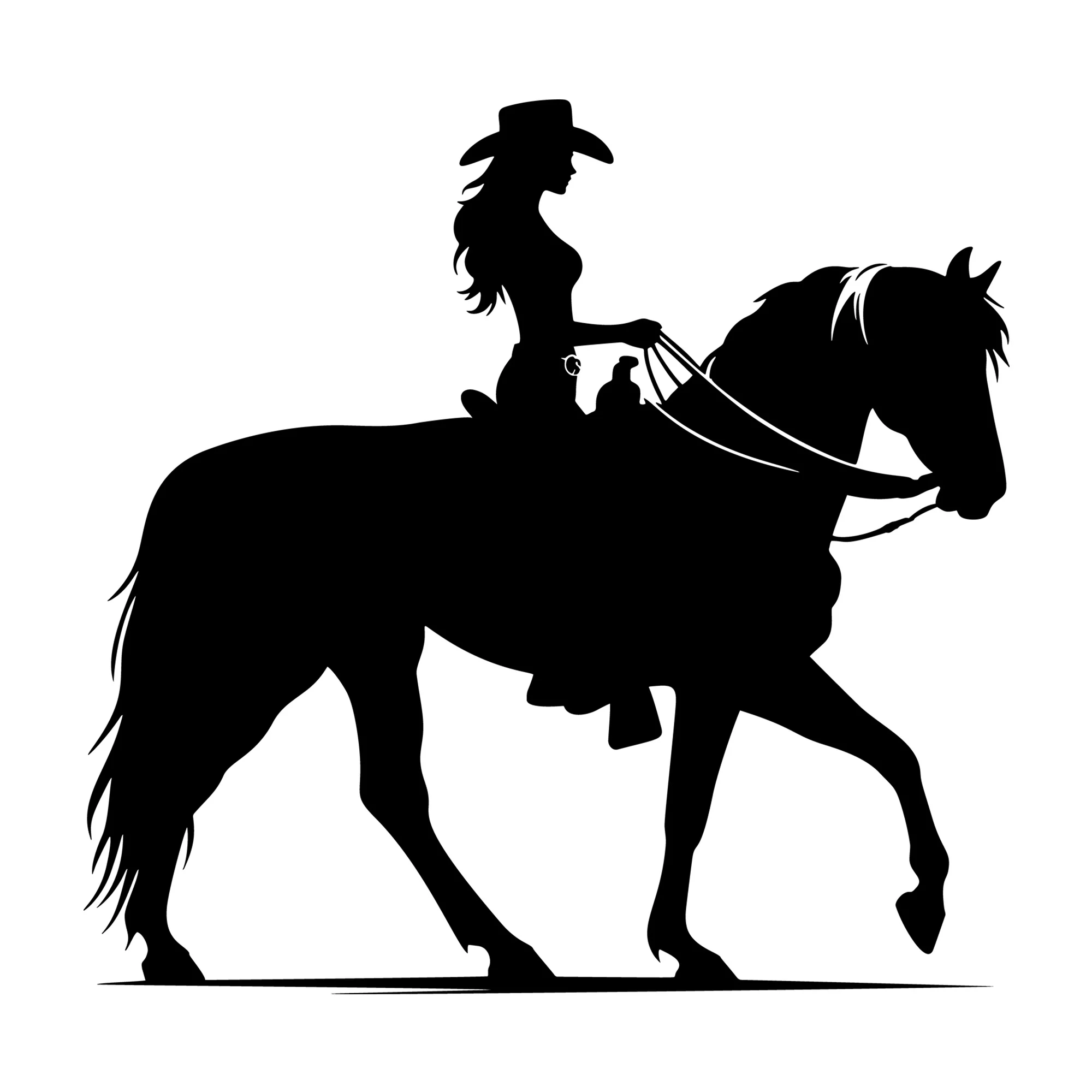 Horse with a cowgirl silhouette SVG