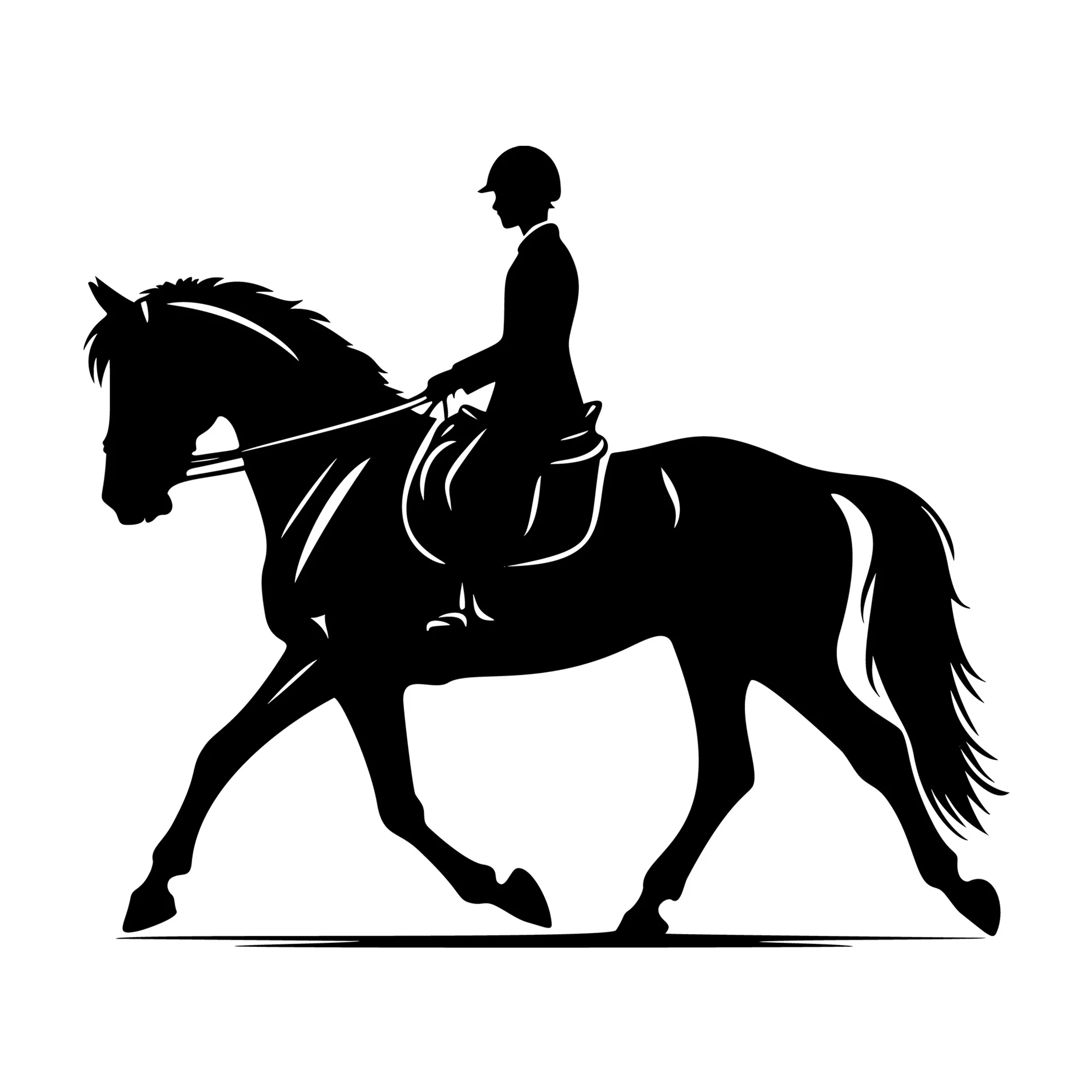 Horse with a rider side view SVG