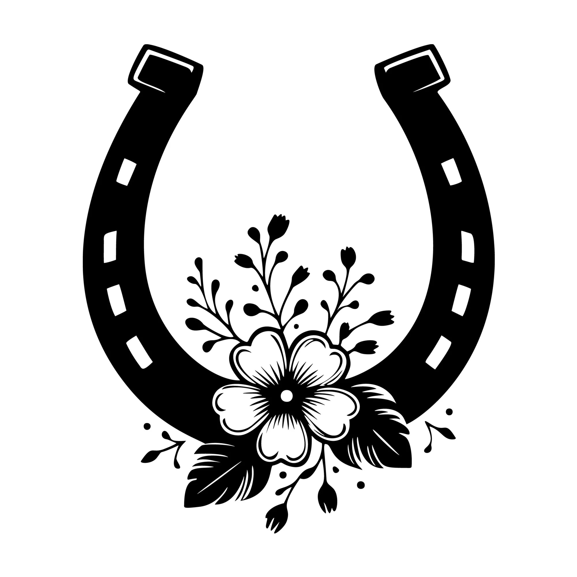 Horseshoe with Flower SVG