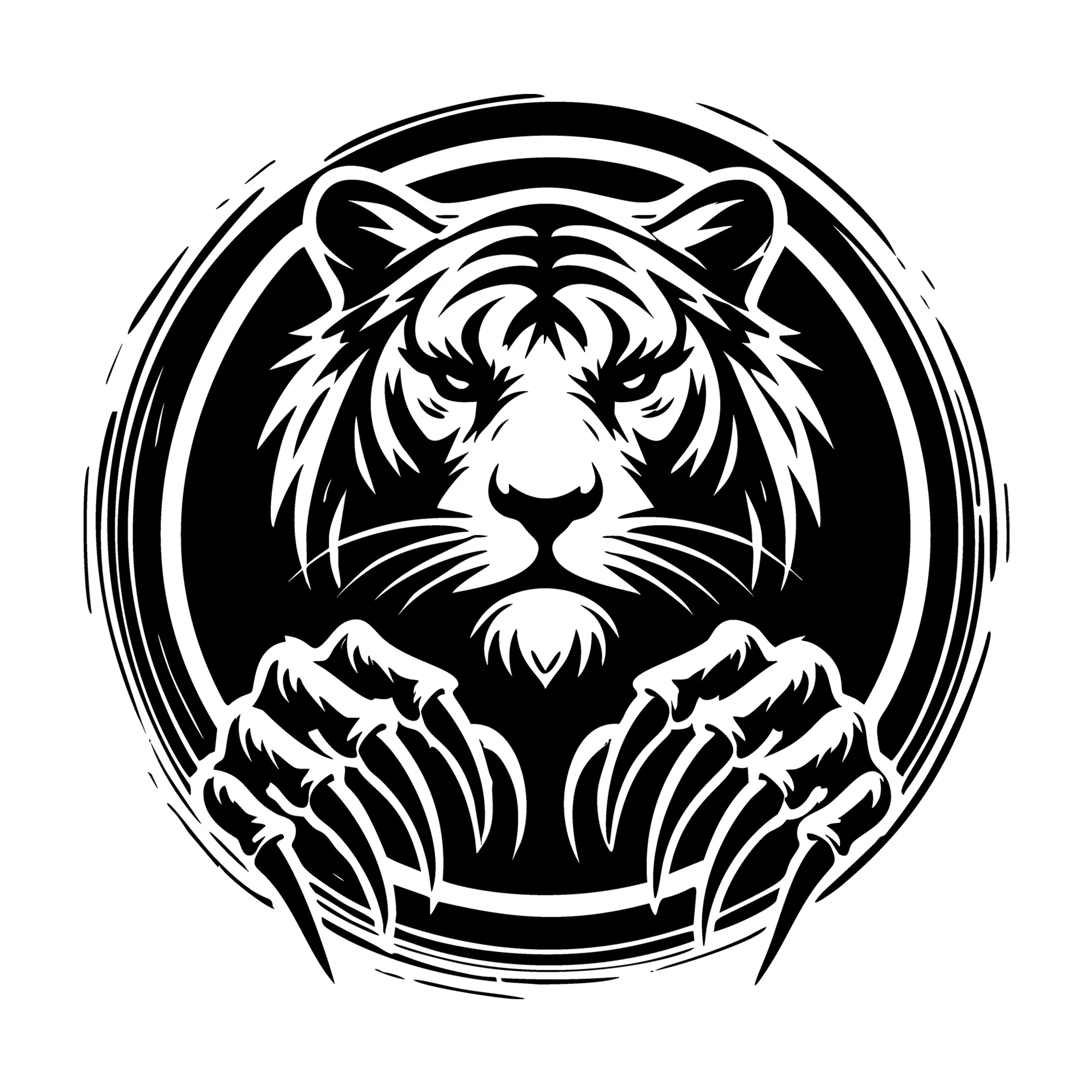 Intense Tiger Face with Dramatic Claw Design SVG