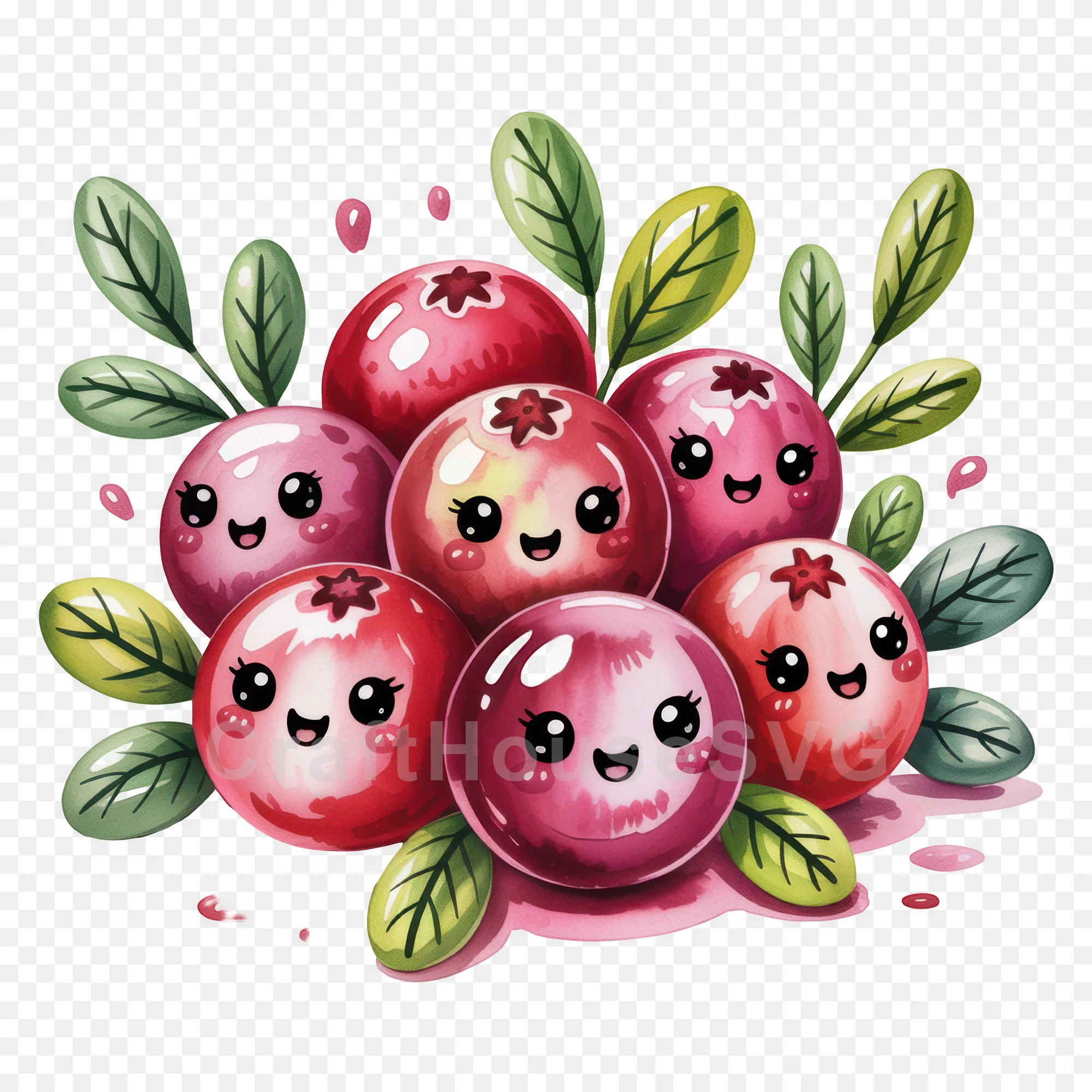 Kawaii Fruit Clipart Sublimation PNG Bundle - Image 10