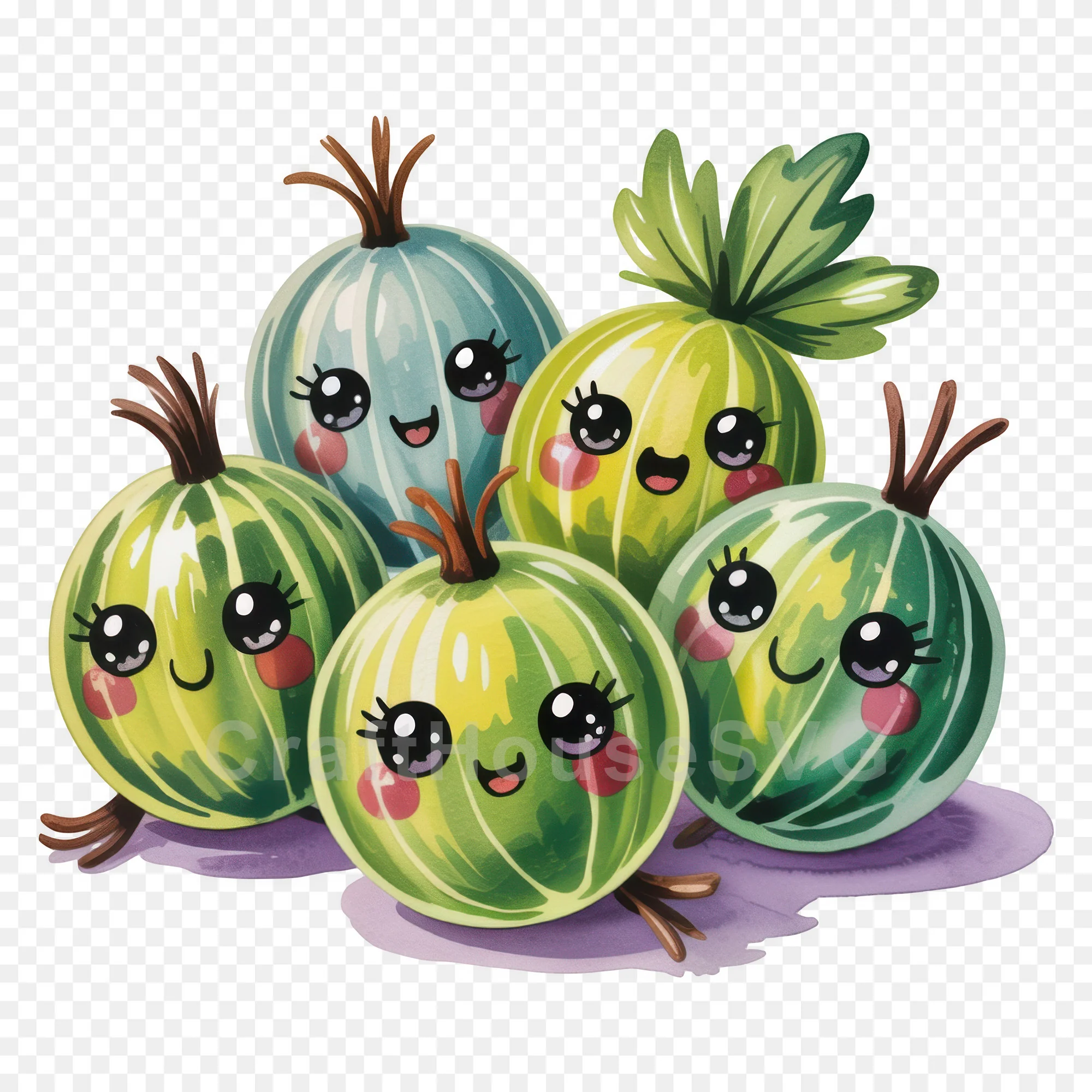 Kawaii Fruit Clipart Sublimation PNG Bundle - Image 14