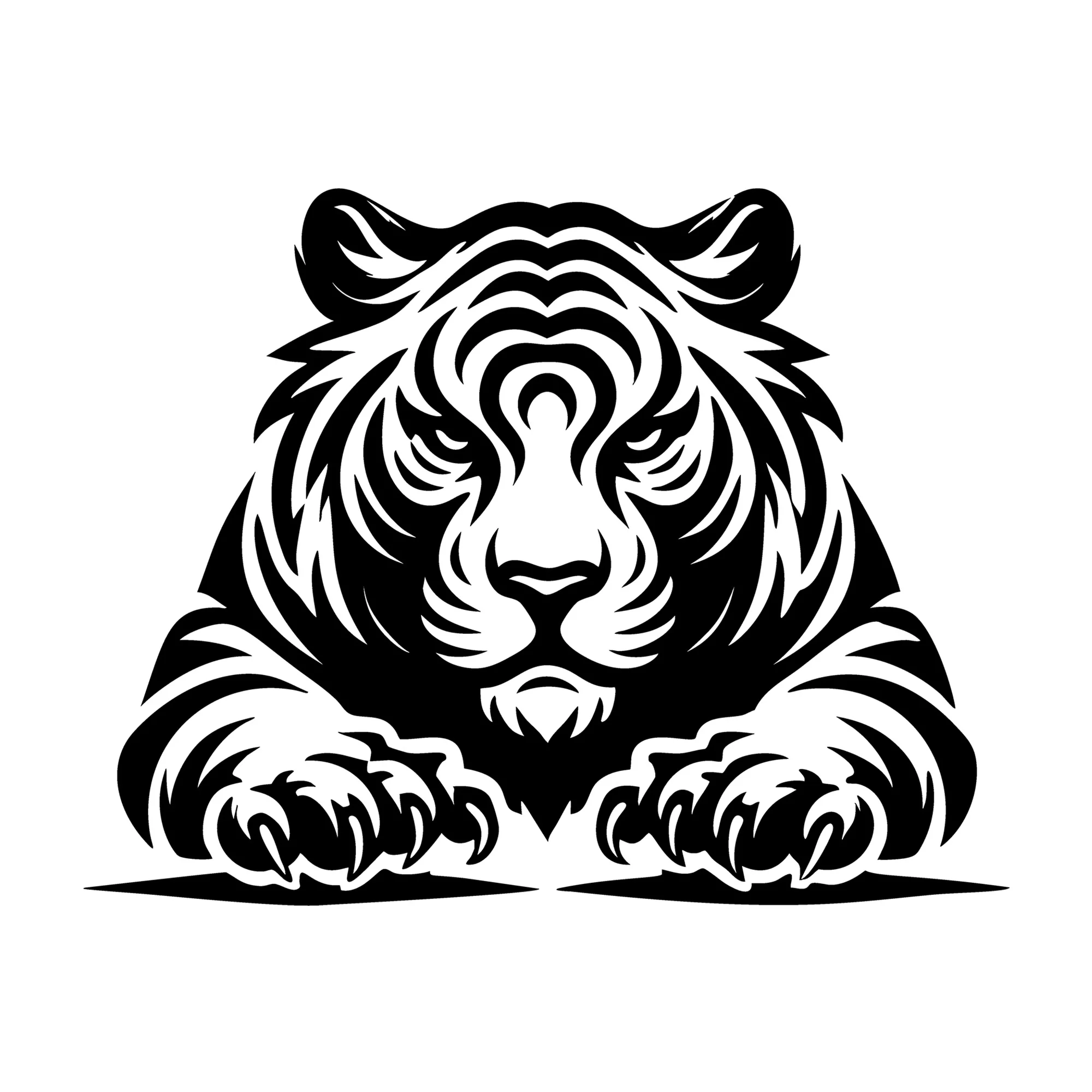 Majestic Silhouette of a Tiger in a Striking Pose SVG