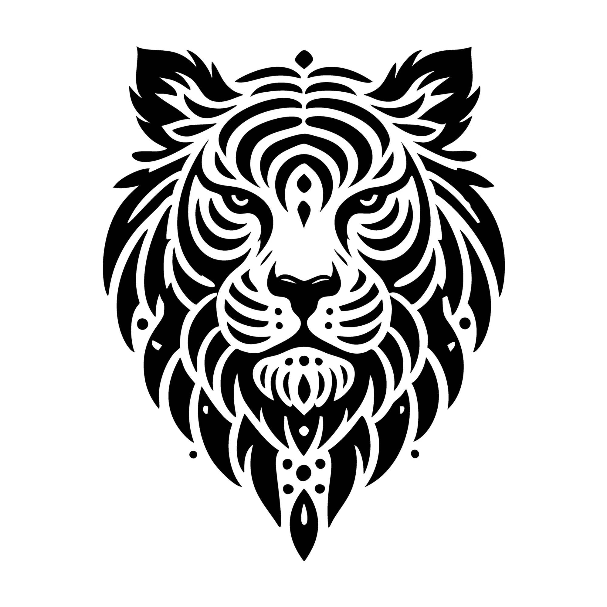 Majestic Tiger Face Silhouette SVG