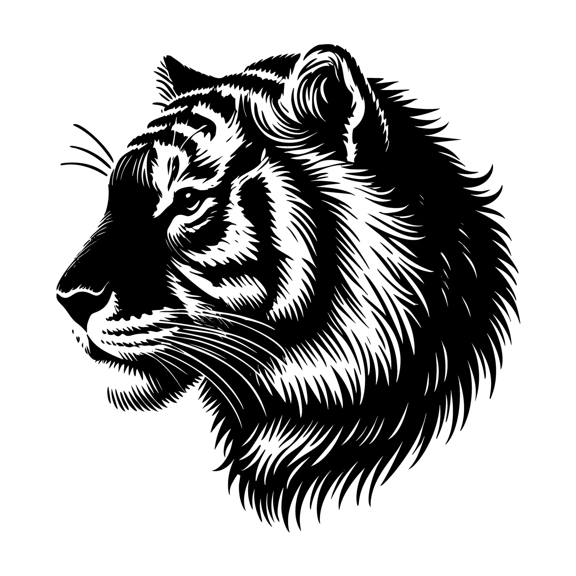 Majestic Tiger Profile Silhouette SVG