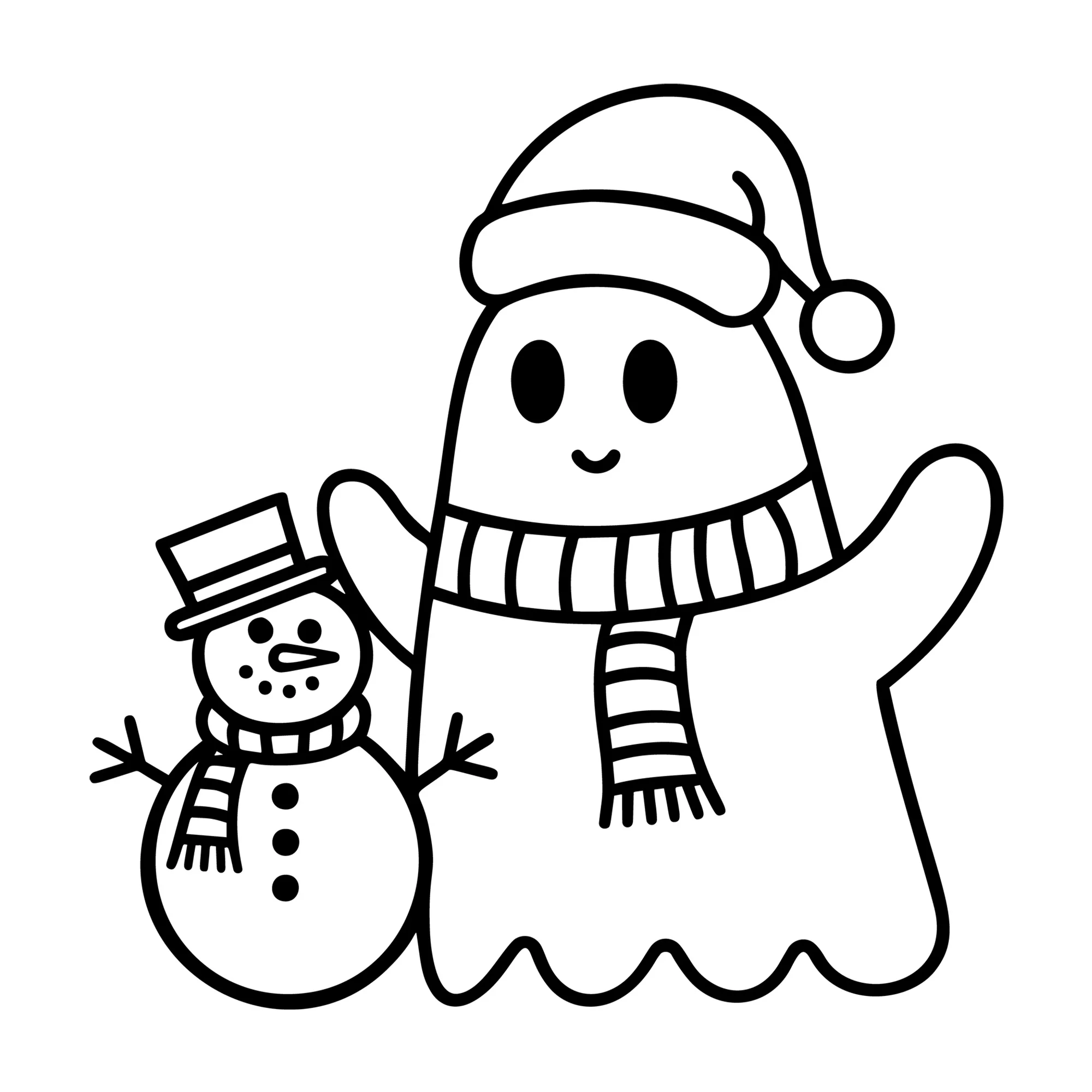 Minimal Christmas Ghost and Snowman SVG