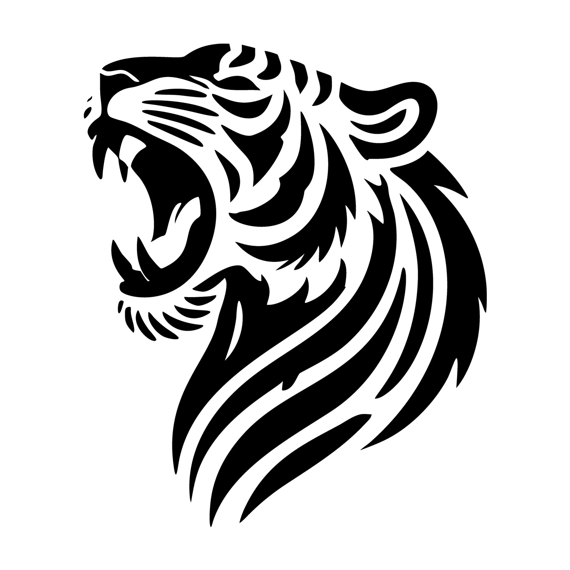 Minimalist Roaring Tiger Silhouett SVG