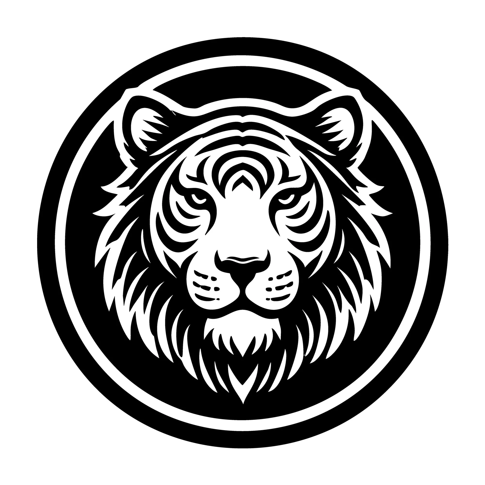Minimalist Tiger Face in Circle Frame SVG